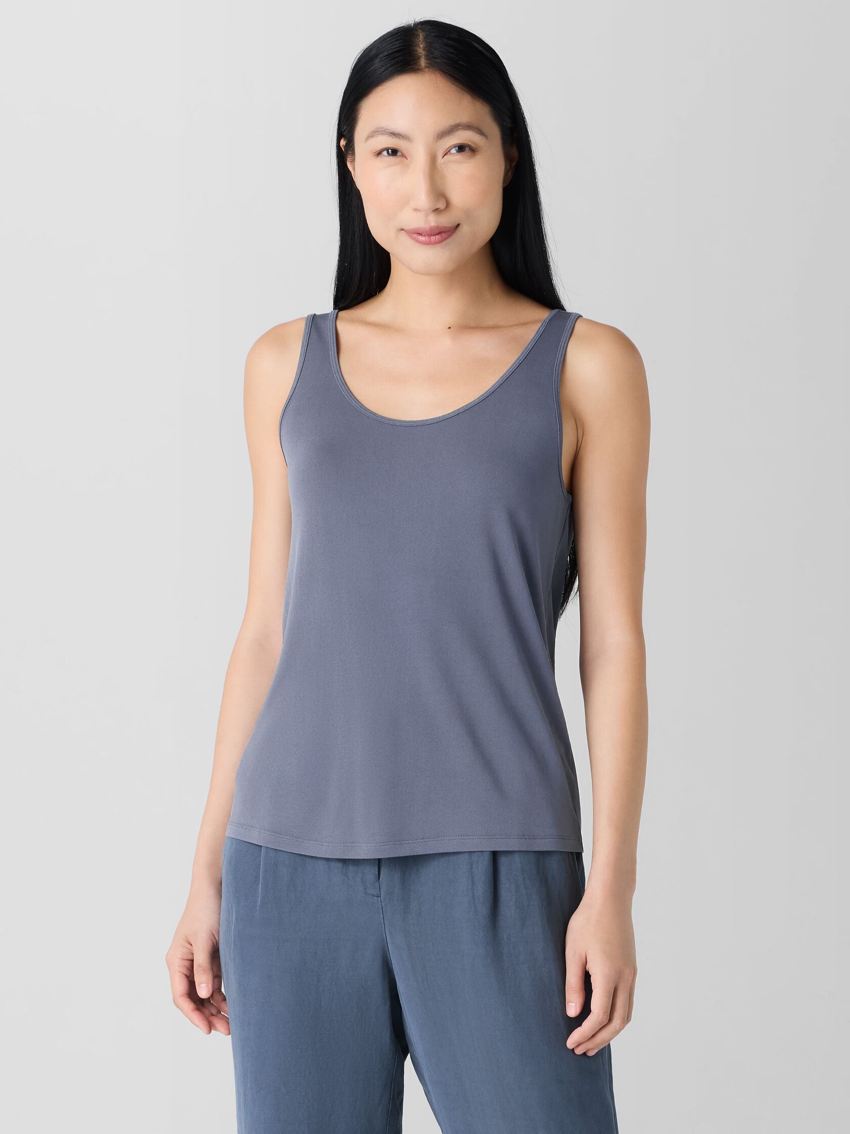 Stretch Silk Jersey Scoop Neck Tank