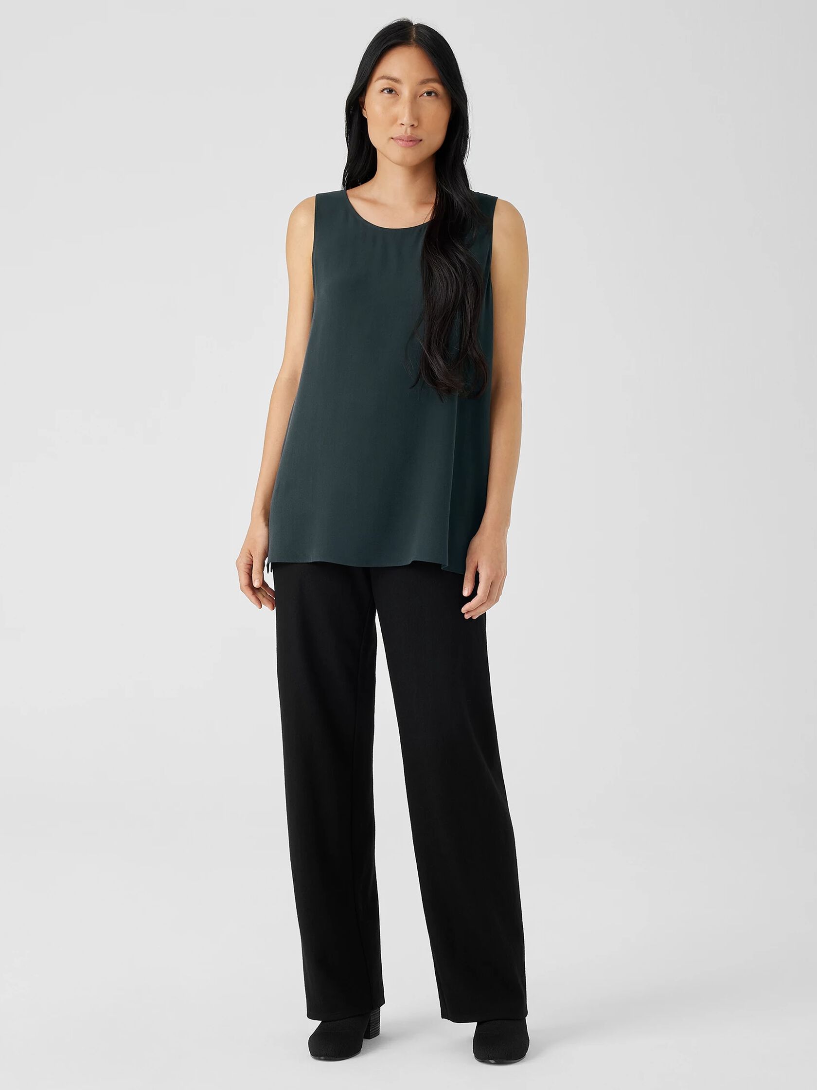 Silk Georgette Crepe Ballet Neck Tank