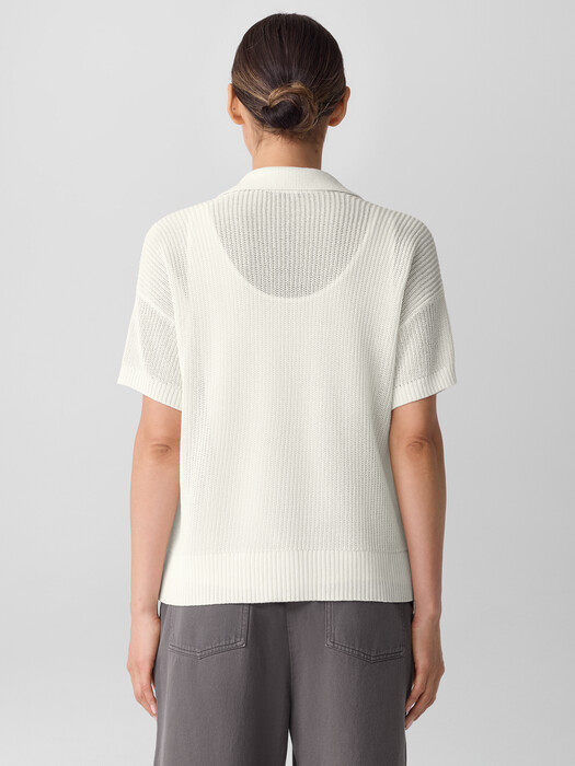 Cotton Silk Cord Split Neck Top