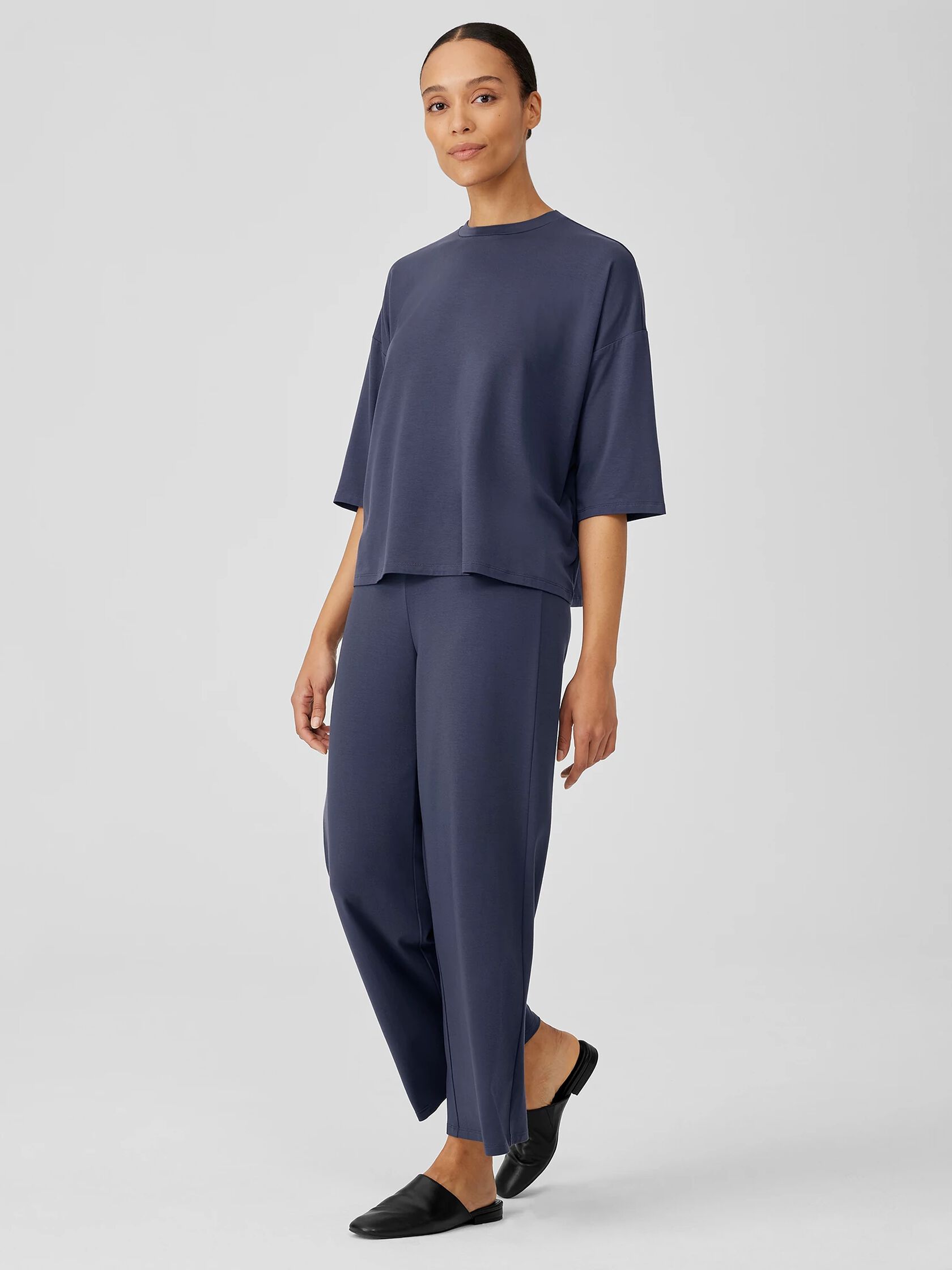Fine Jersey Column-Sleeve Top