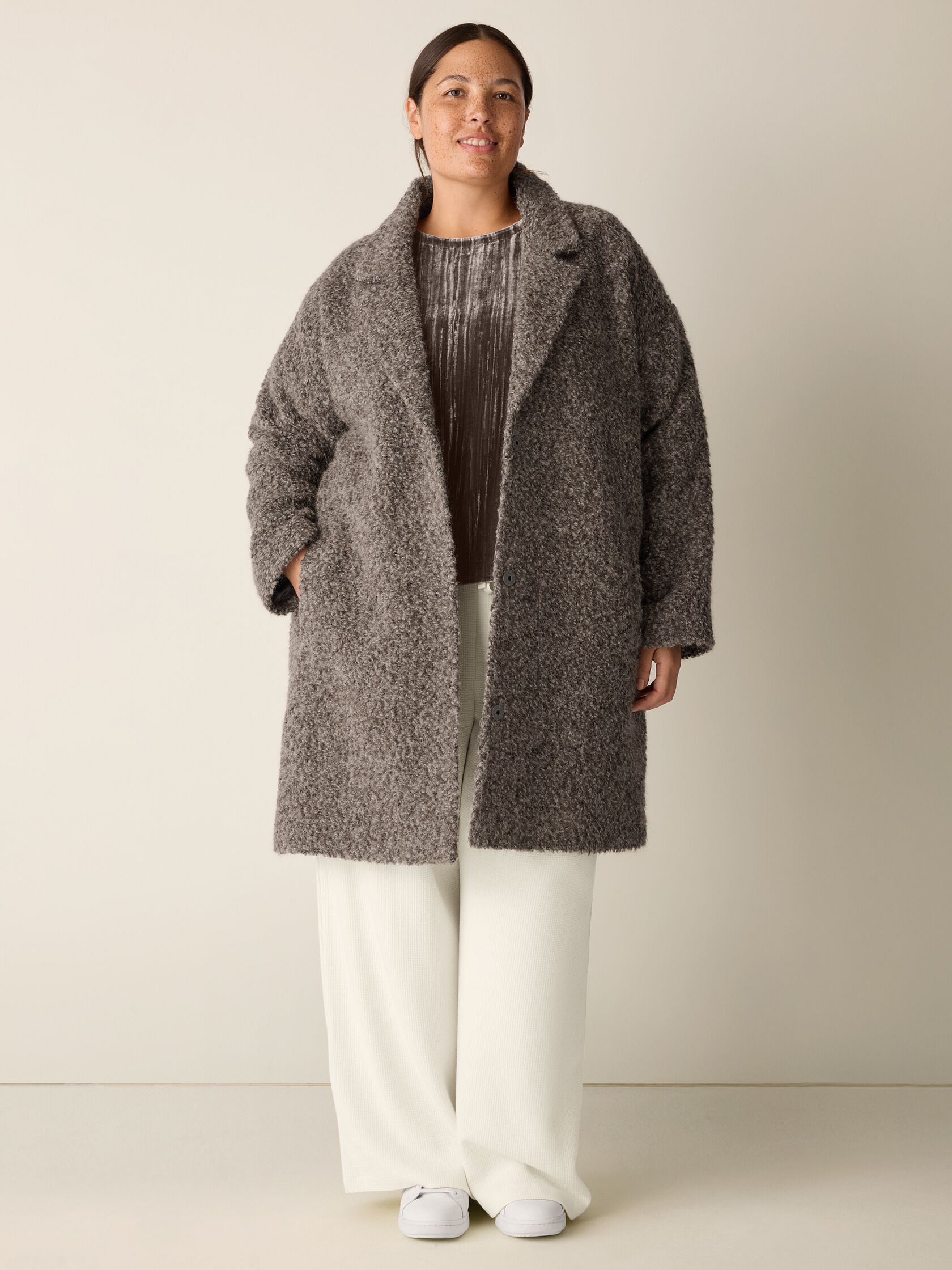 Curly Alpaca Notch Collar Coat