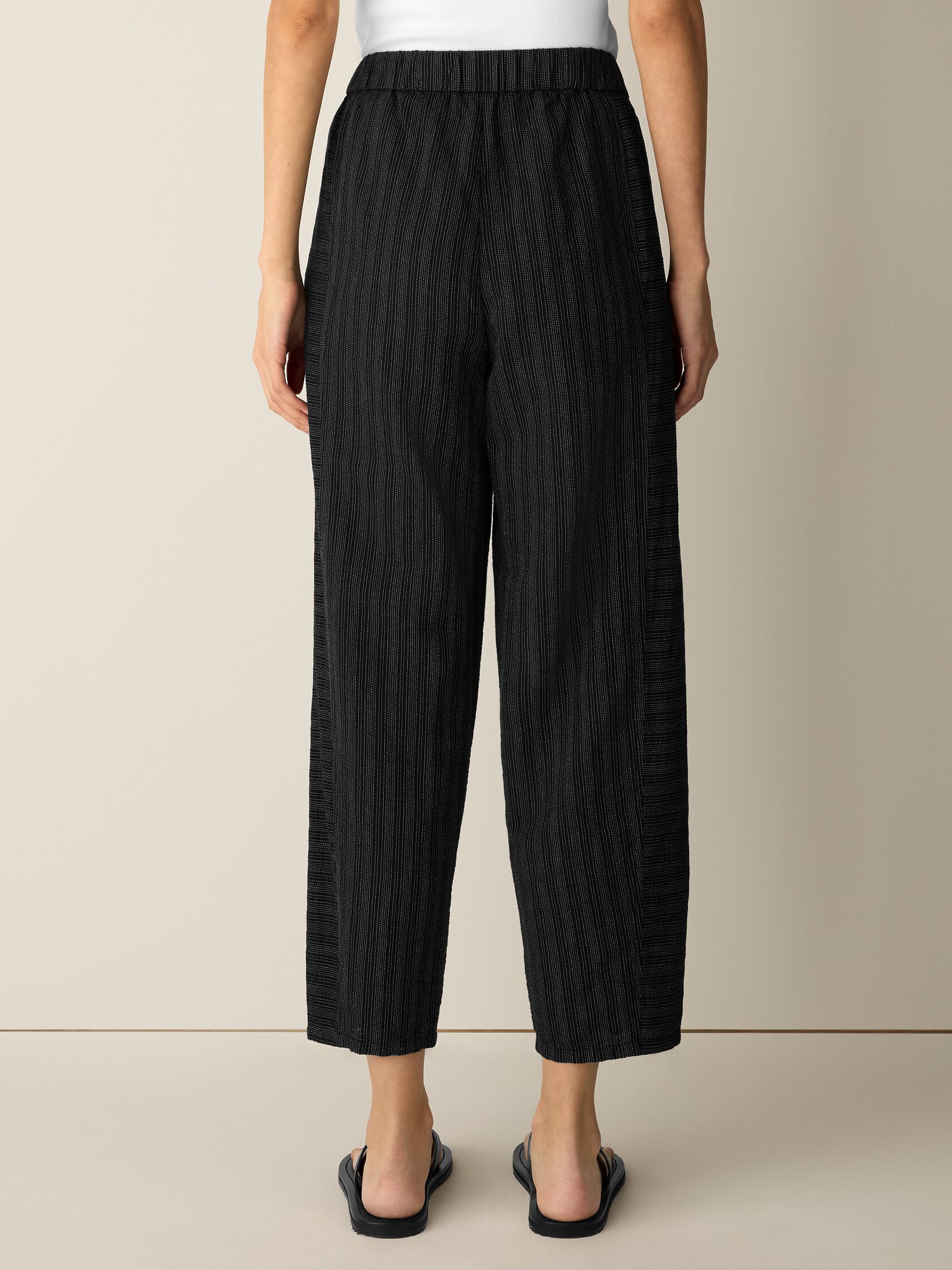 Cotton Blend Stripe Stitch Lantern Pant
