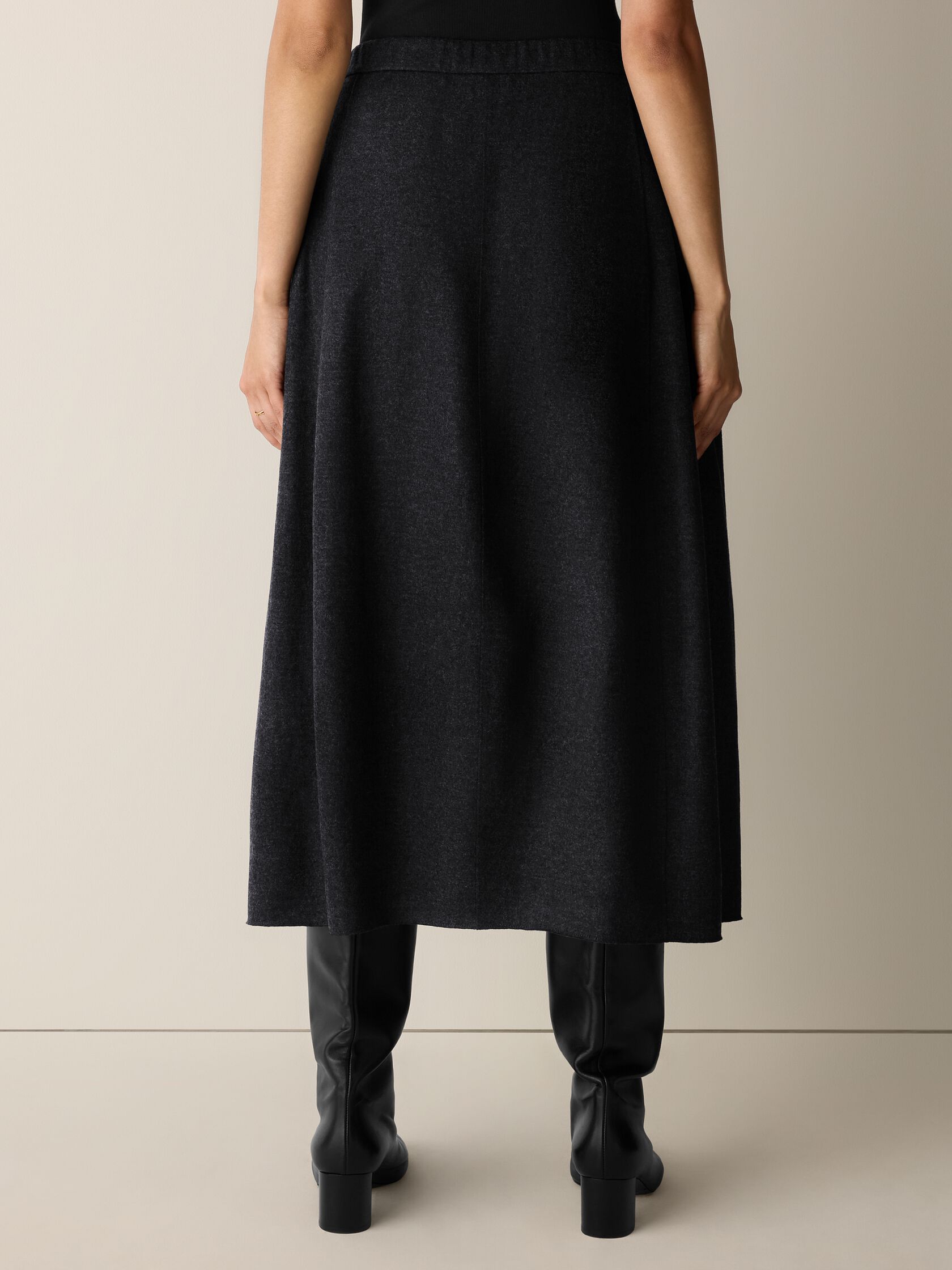 M&eacute;lange Felted Wool Jersey Lantern Skirt in&nbsp;Regenerative Wool