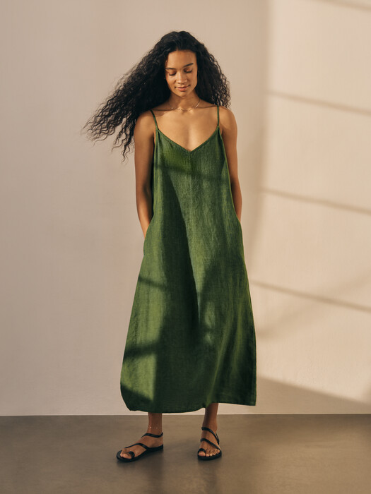 Washed Organic Linen Dlav Lantern Dress | EILEEN FISHER Washed Organic Linen Dlav Lantern Dress | EILEEN FISHER
