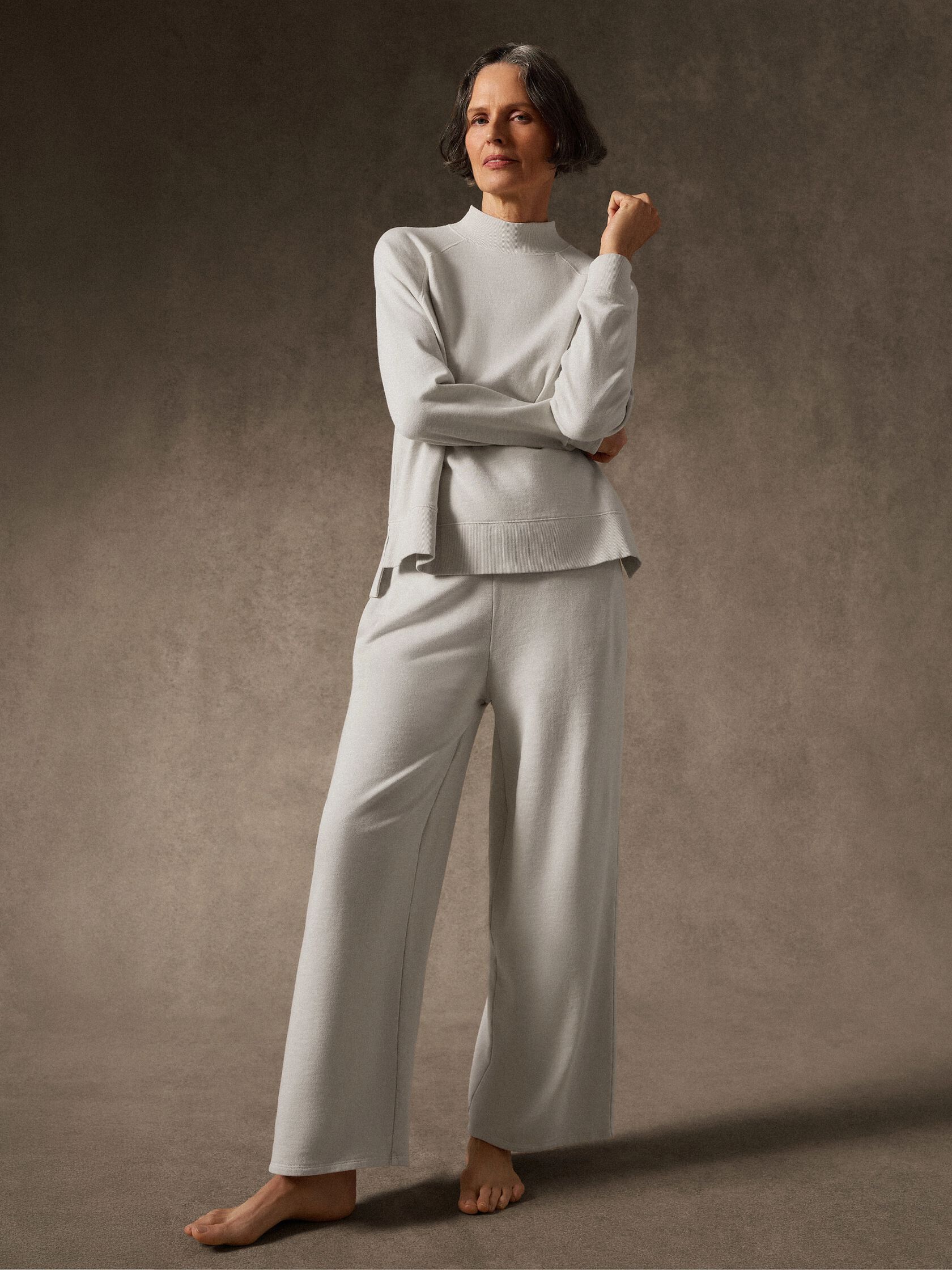 Garment-Dyed Organic Cotton Terry Wide-Leg Pant