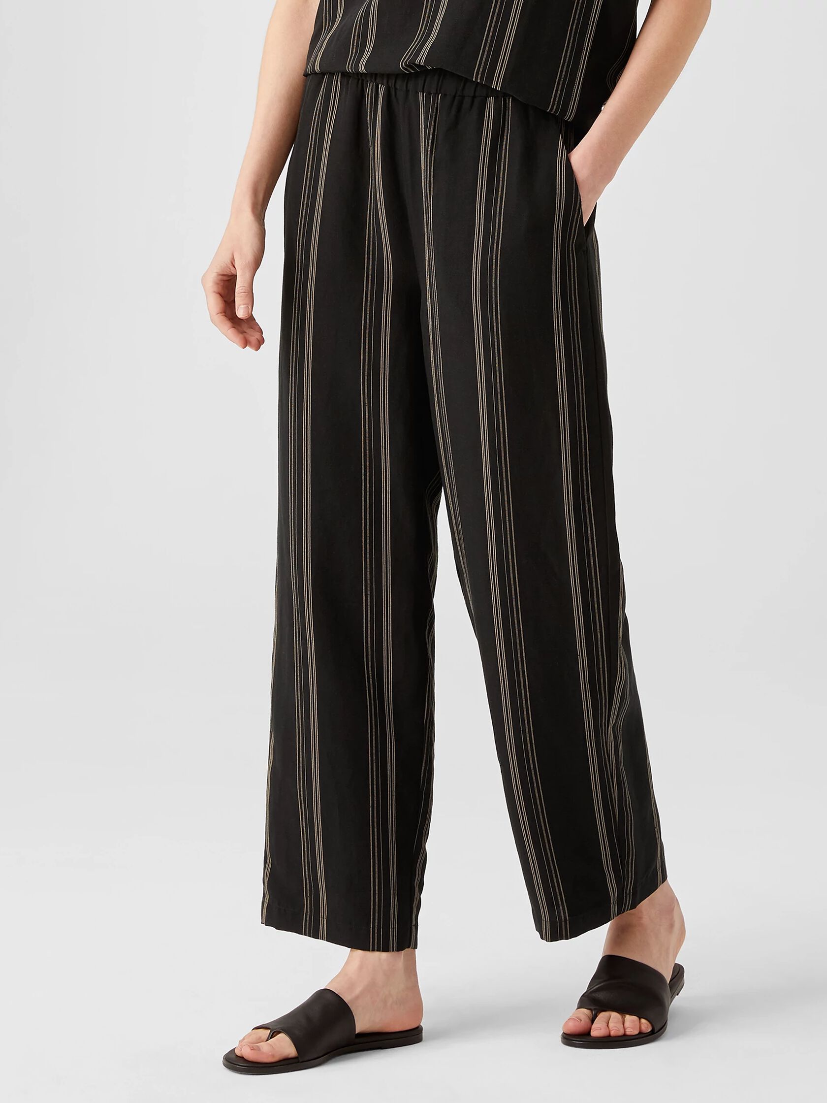 Organic Linen Blend Striped Straight Pant