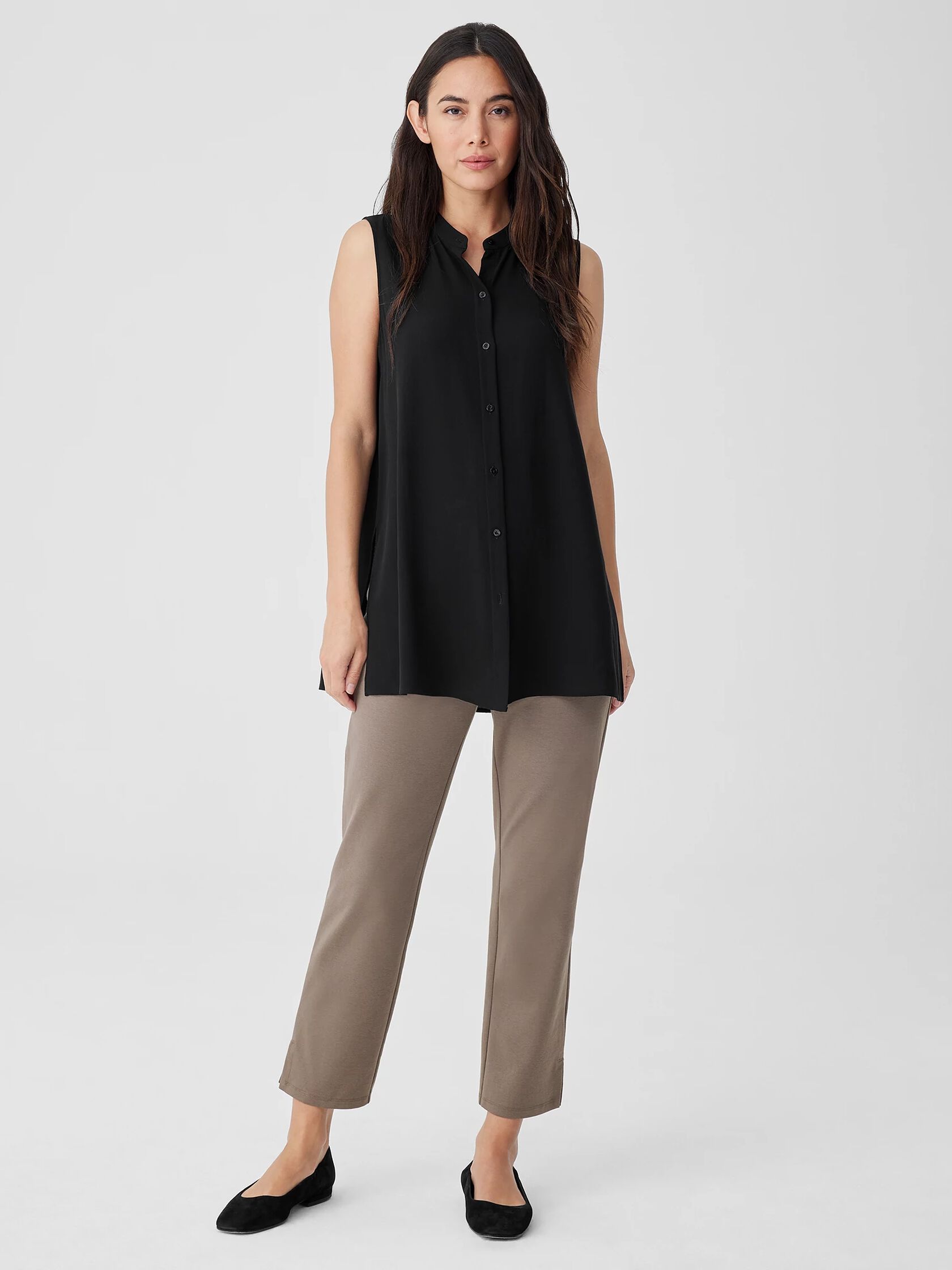 Cotton Blend Ponte Pant with Slits