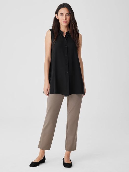 Cotton Blend Ponte Pant with Slits | EILEEN FISHER