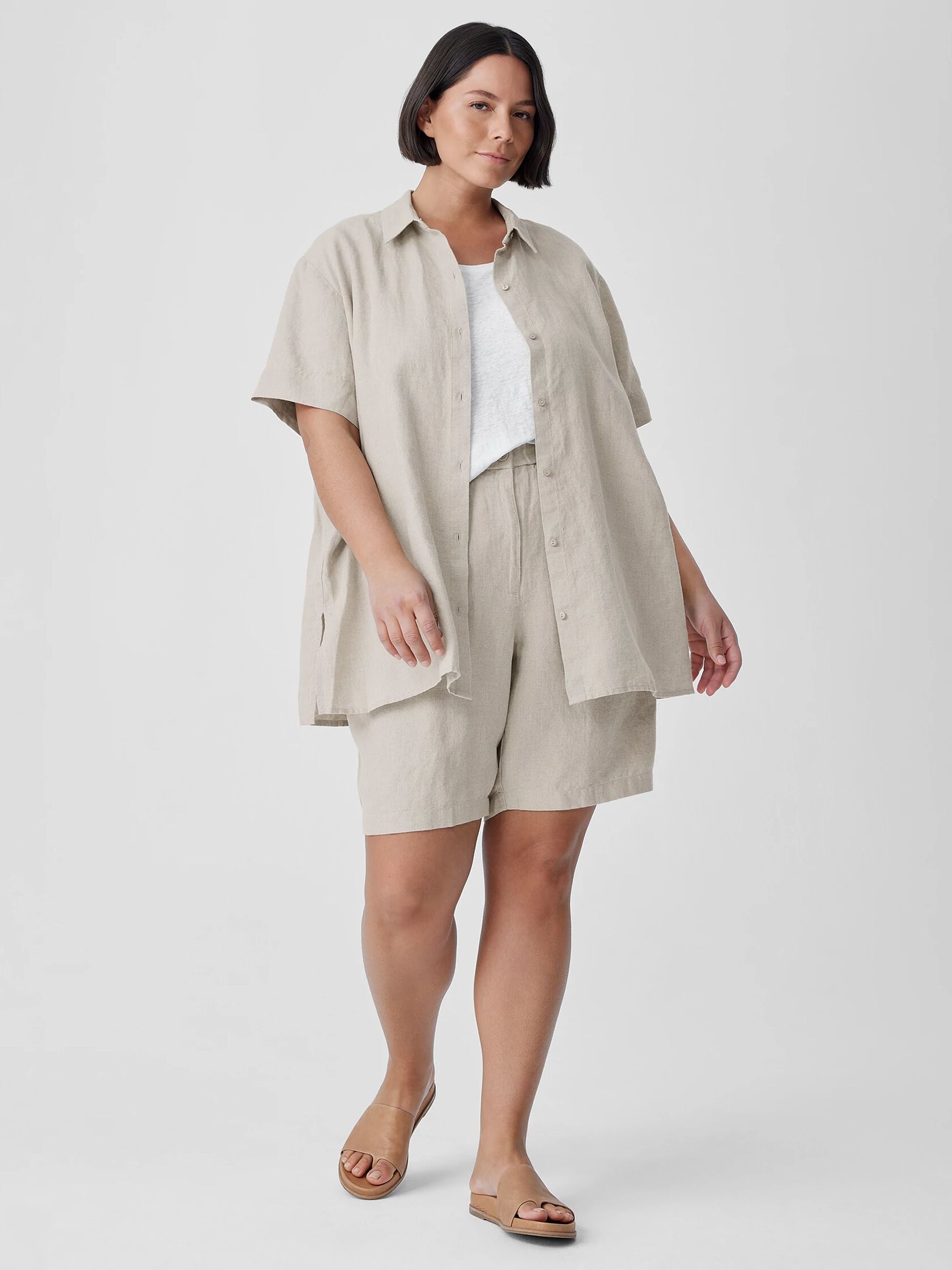 Organic Linen Classic Collar Short-Sleeve Shirt