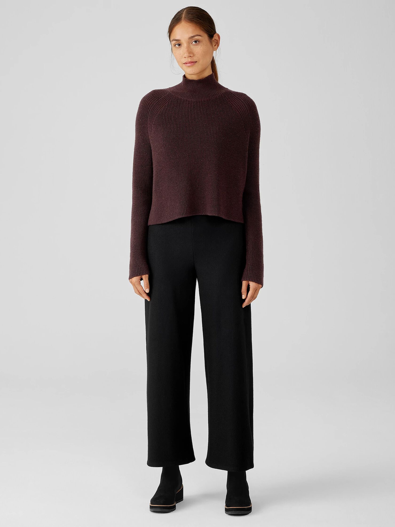 Boiled Wool Jersey Wide-Leg Pant