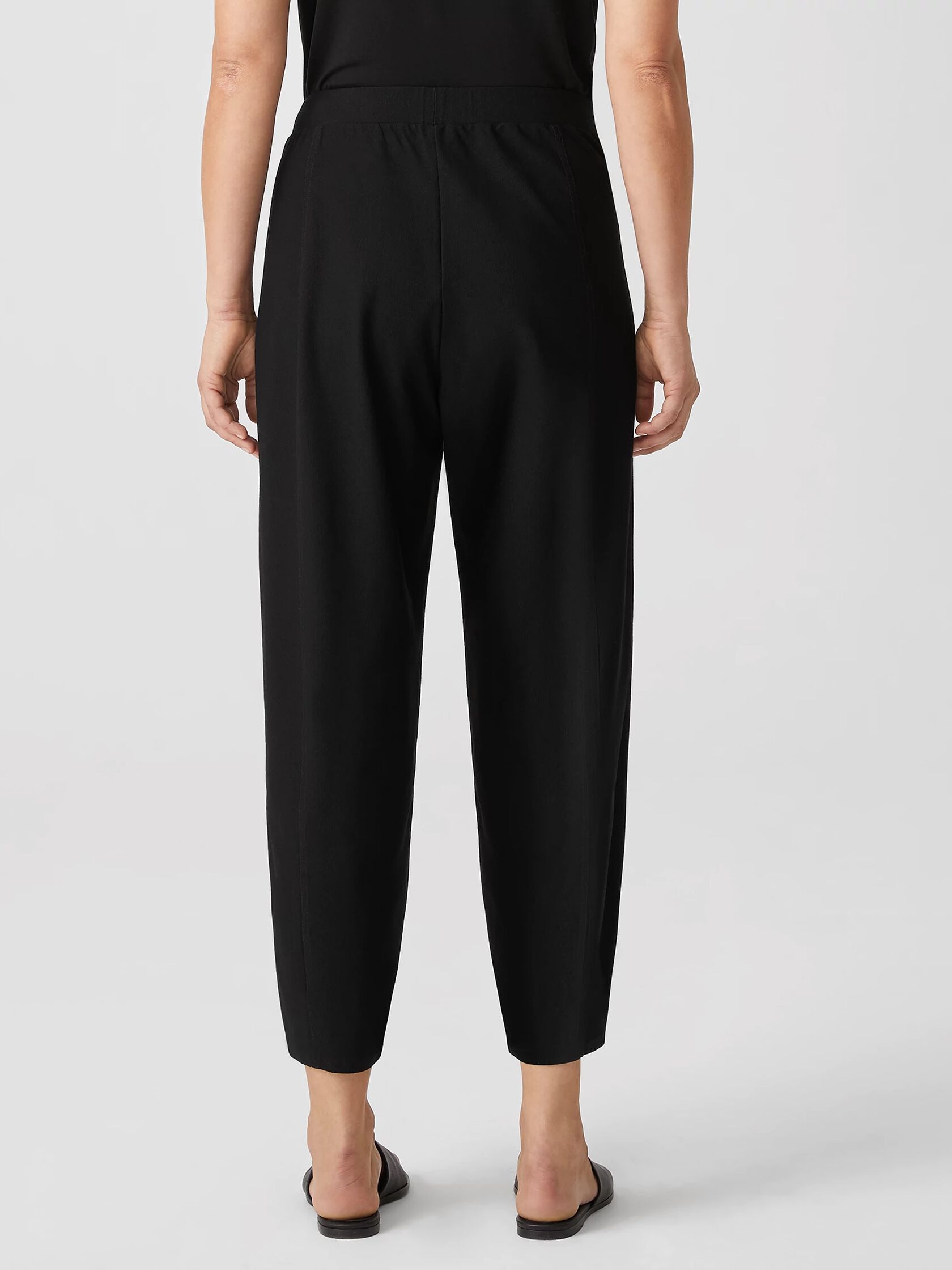 Washable Stretch Crepe Pleated Lantern Pant