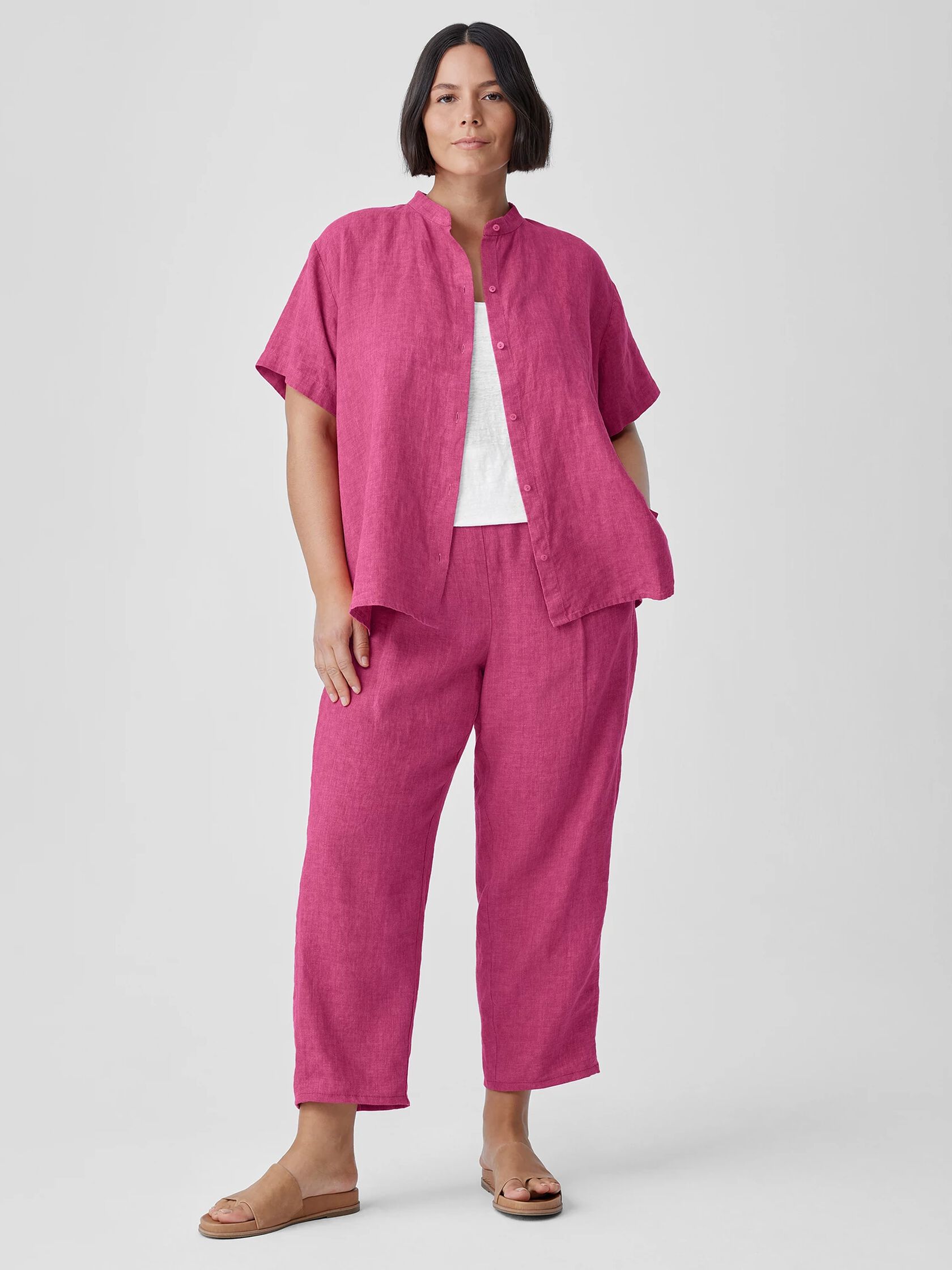 Washed Organic Linen Délavé Lantern Pant