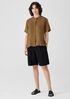 Organic Handkerchief Linen Band Collar Short-Sleeve Shirt