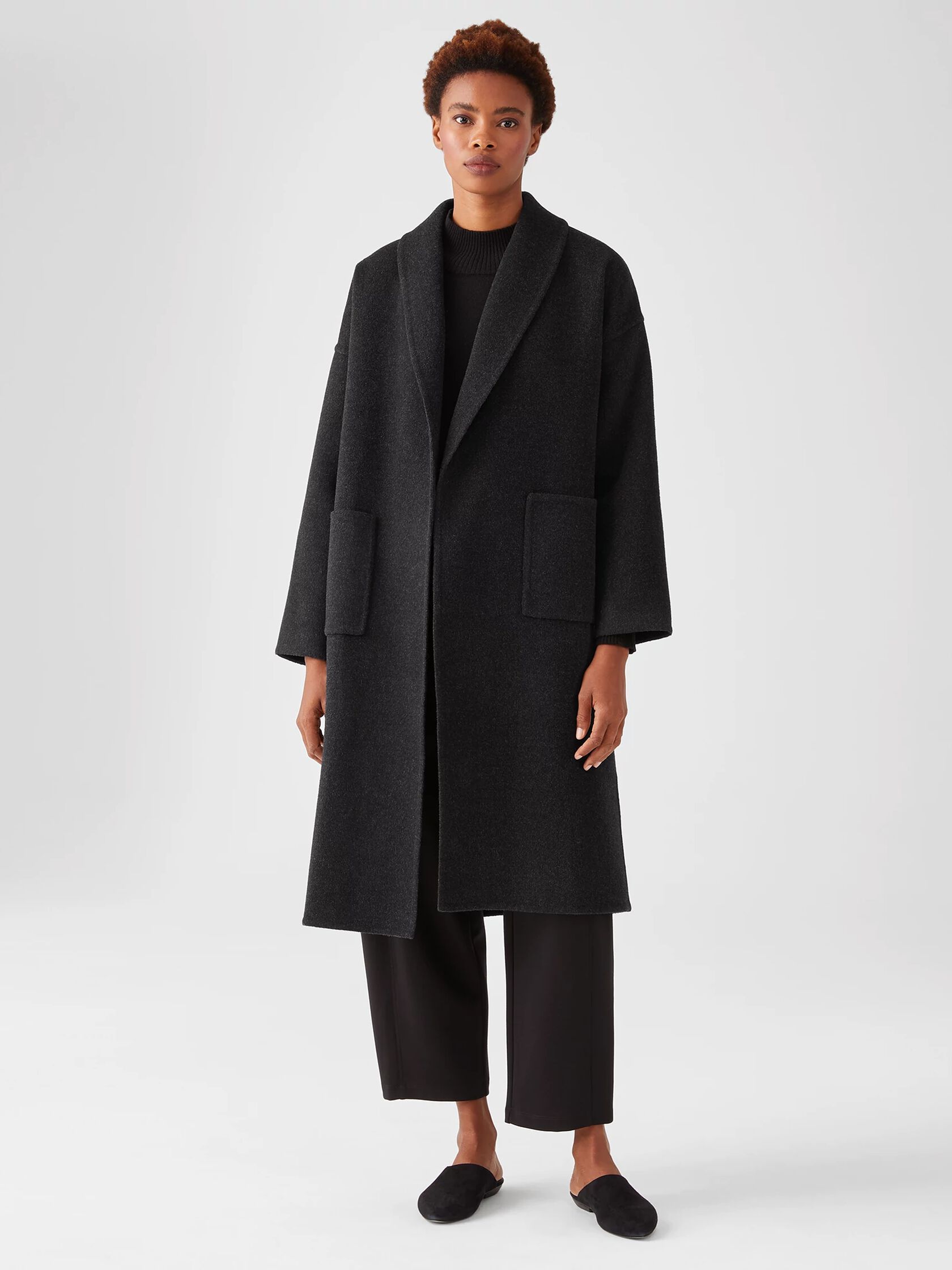 Doubleface Wool Cashmere Shawl Collar Coat