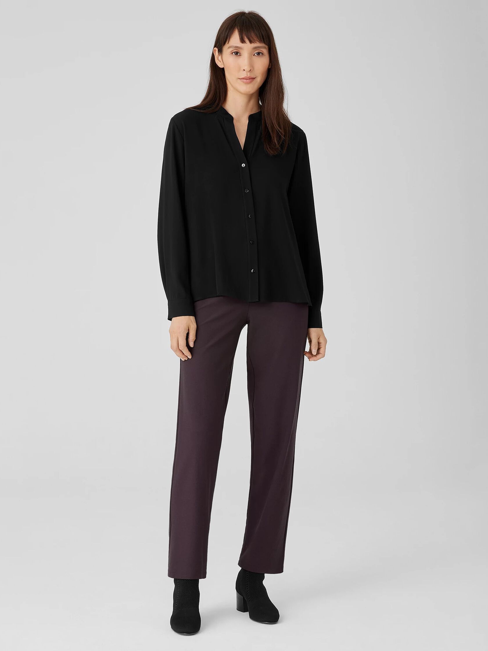 Washable Stretch Crepe Straight Pant