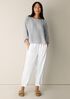 Puckered Organic Linen Stripe Box-Top