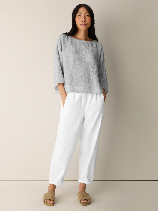 eileen fisher white bateau box Neck 3/4 Sleeve Top BLU'S Long sleeved tops Garment Organic Cotton Slub Box-Top |