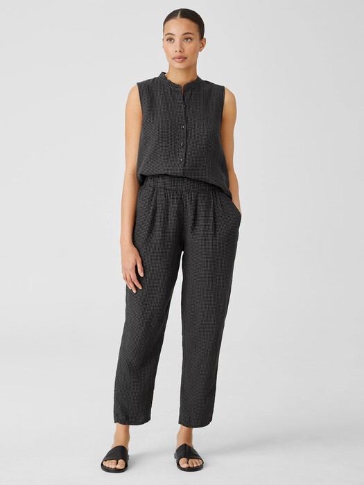 Puckered Organic Linen Tapered Pant