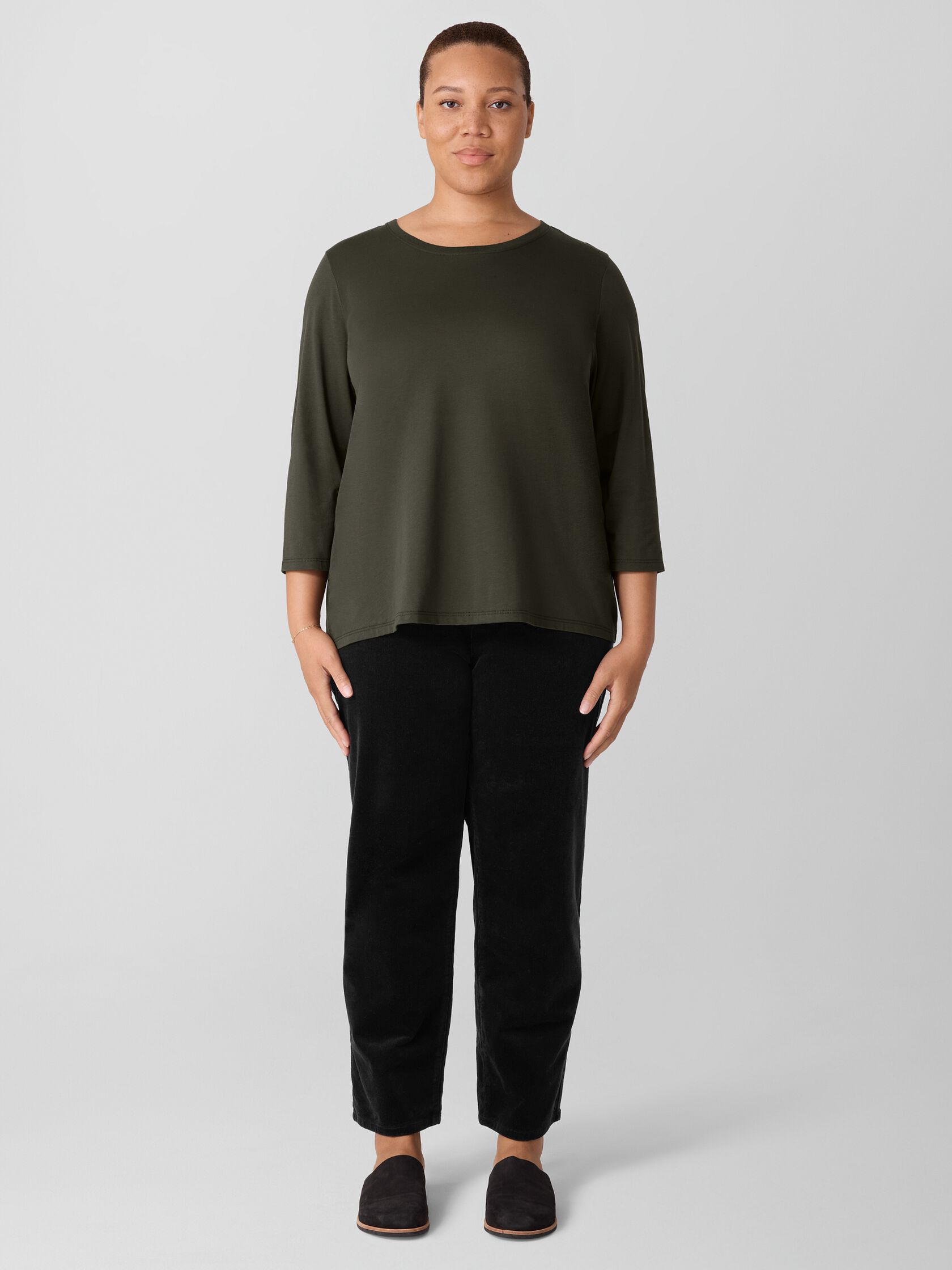 Organic Pima Cotton Jersey 3/4-Sleeve Tee