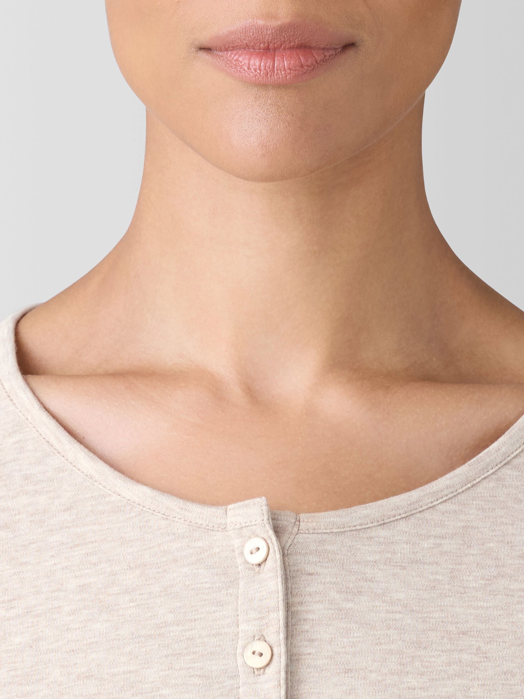 Mélange Organic Cotton Interlock Henley Sleep Top