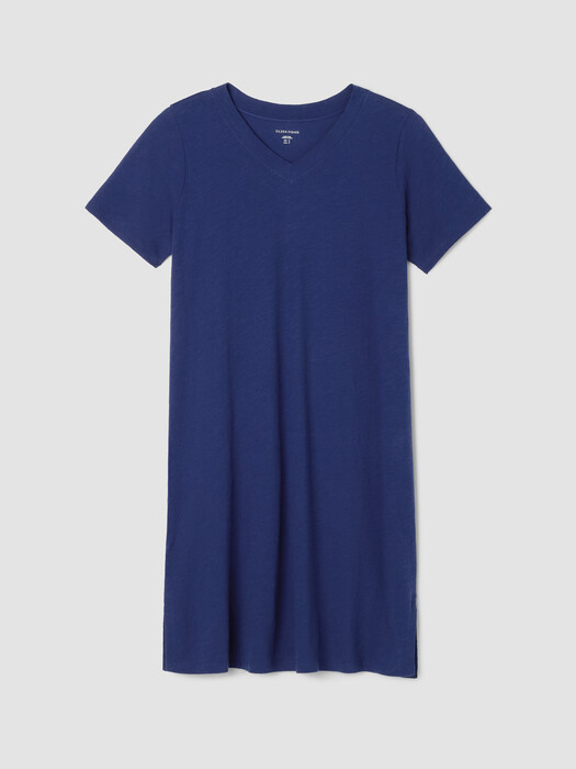 Organic Cotton Slubby Jersey V-Neck Dress
