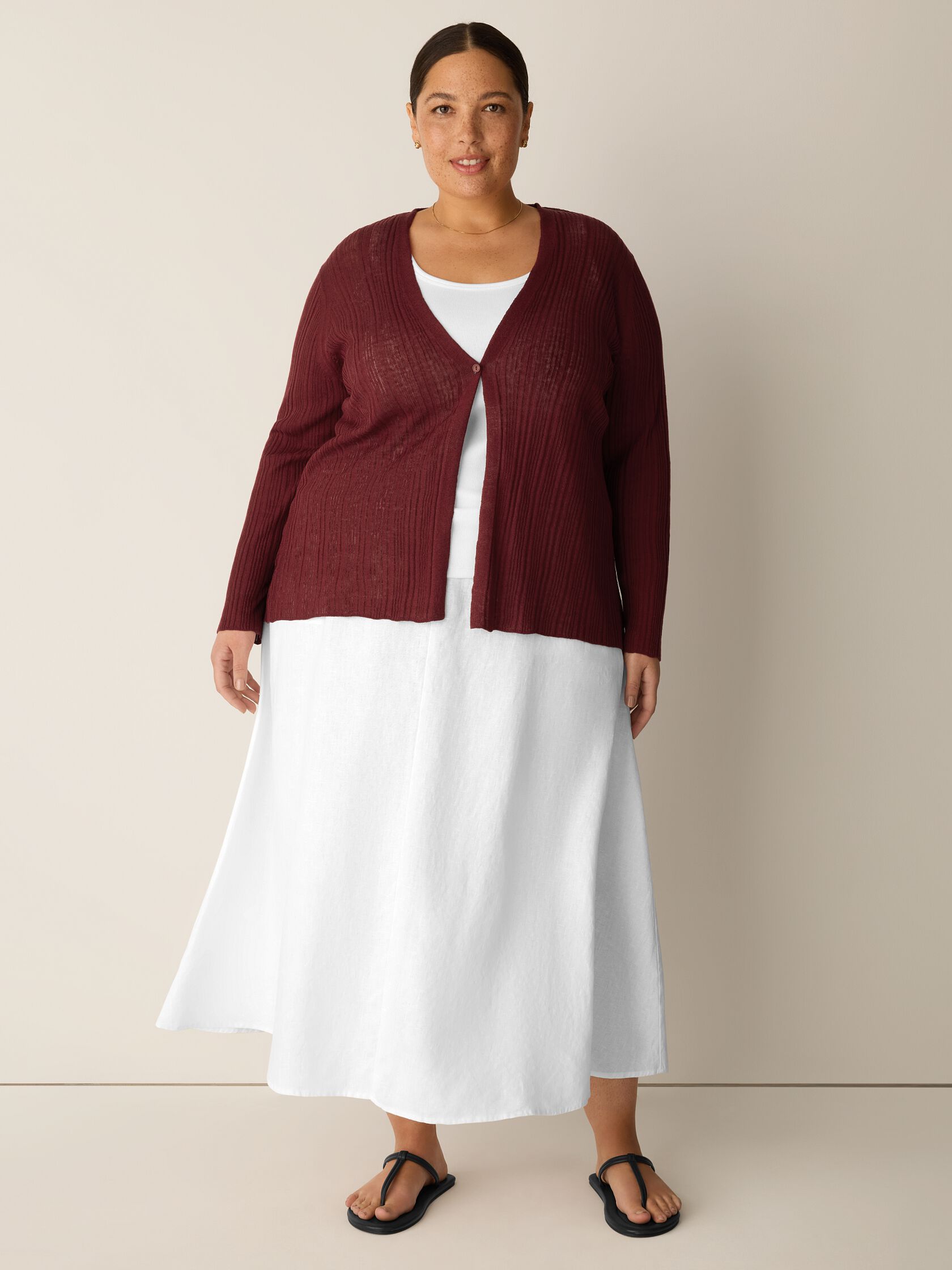 Organic Linen Cotton V-Neck Cardigan