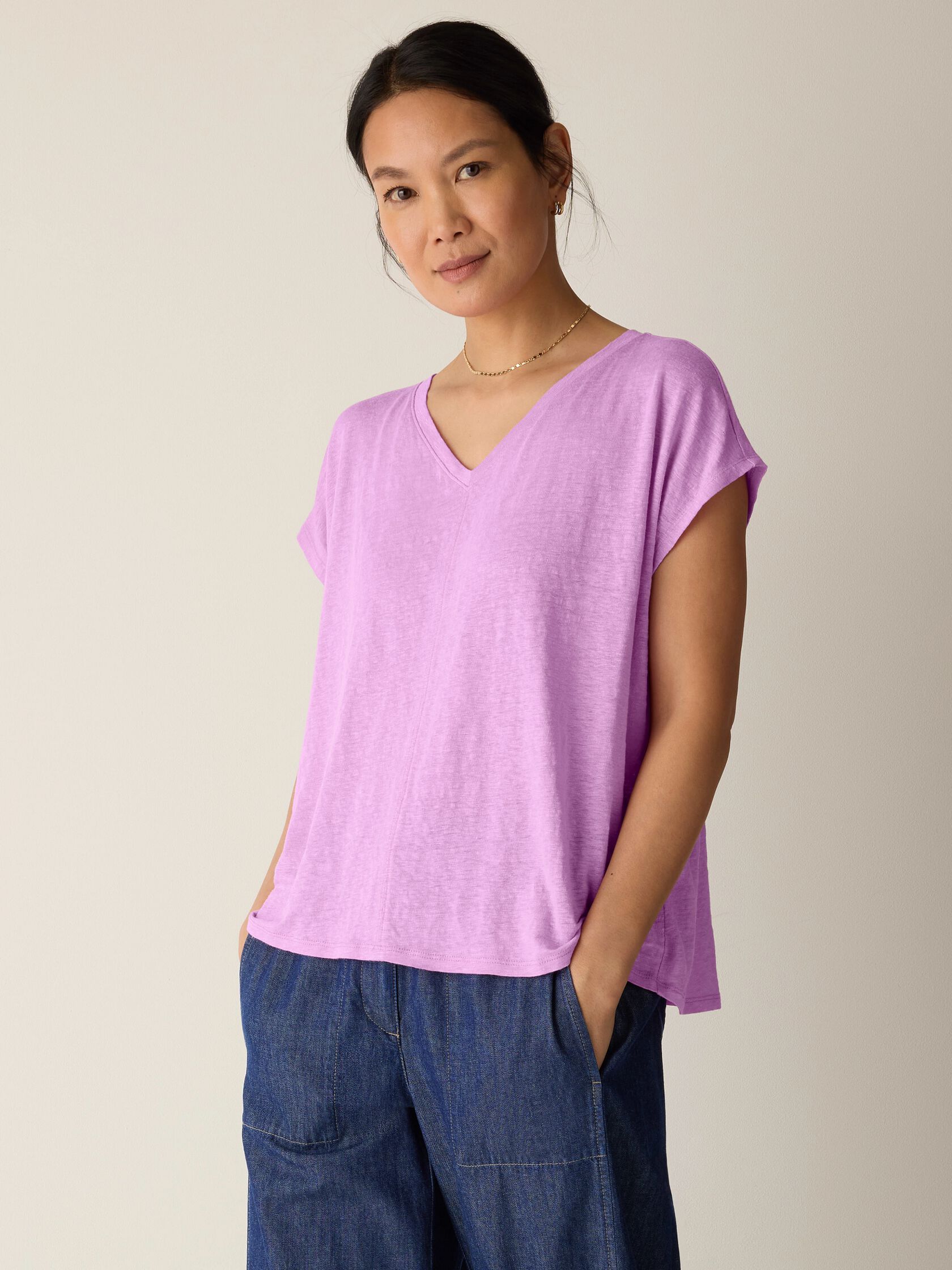 Organic Linen Jersey V-Neck Tee