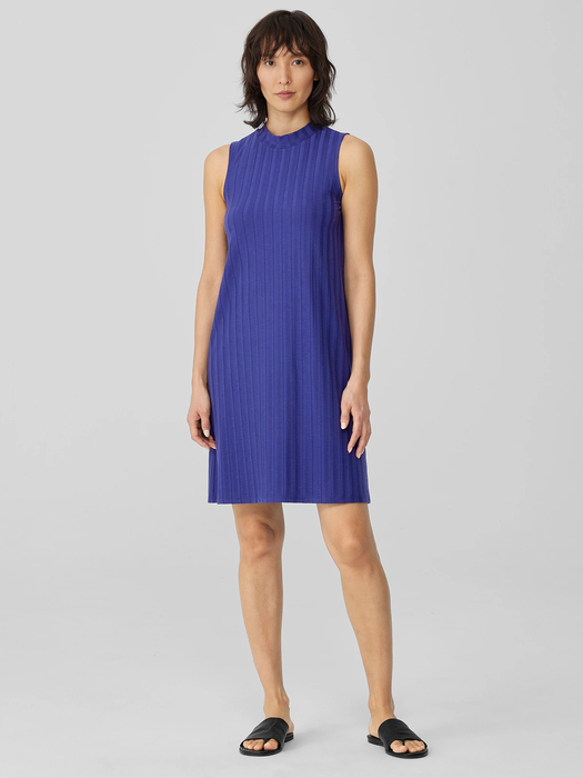 Wide Rib Stretch Mock Neck Dress