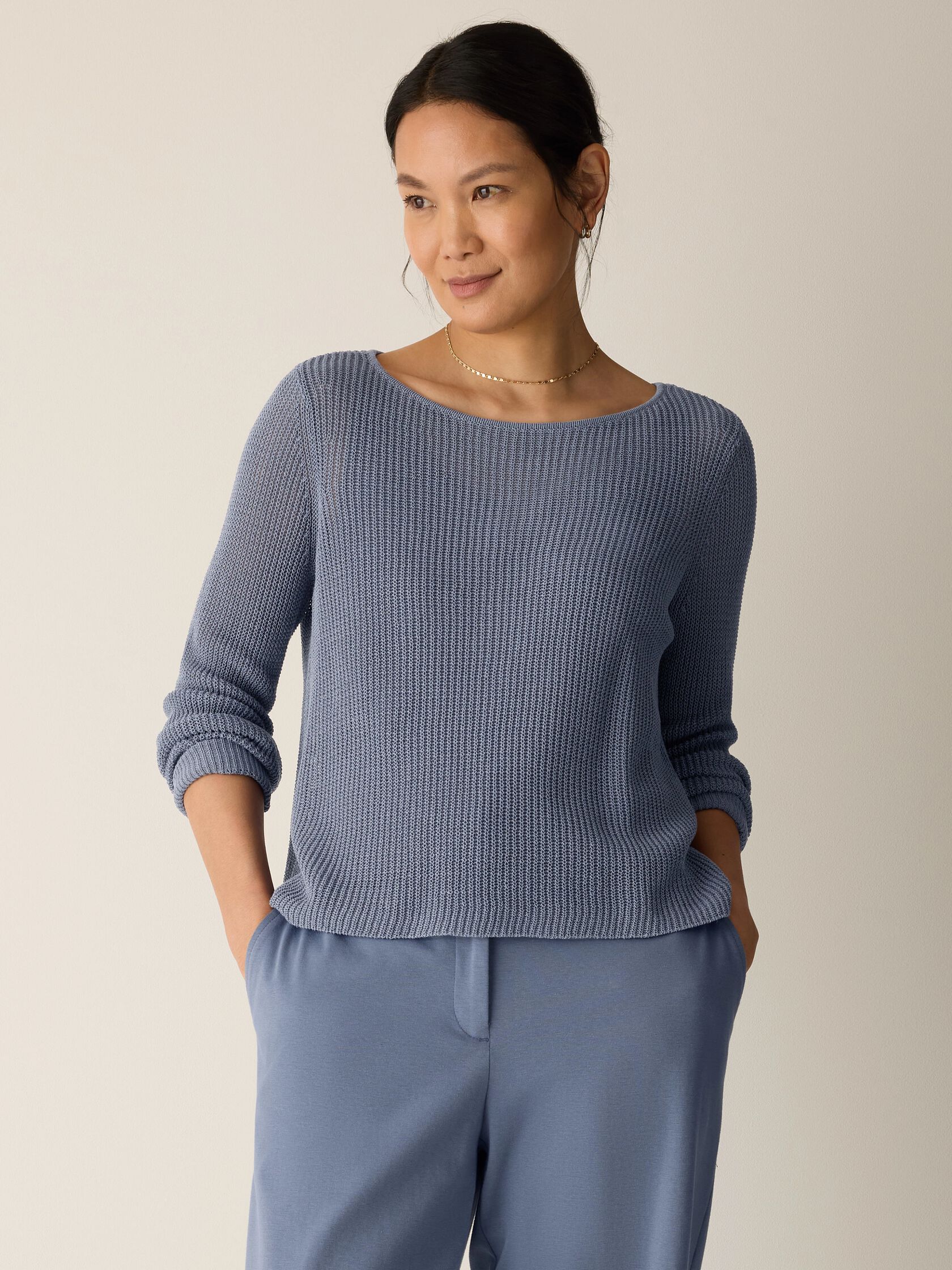 Cotton Silk Cord Ballet Neck Top