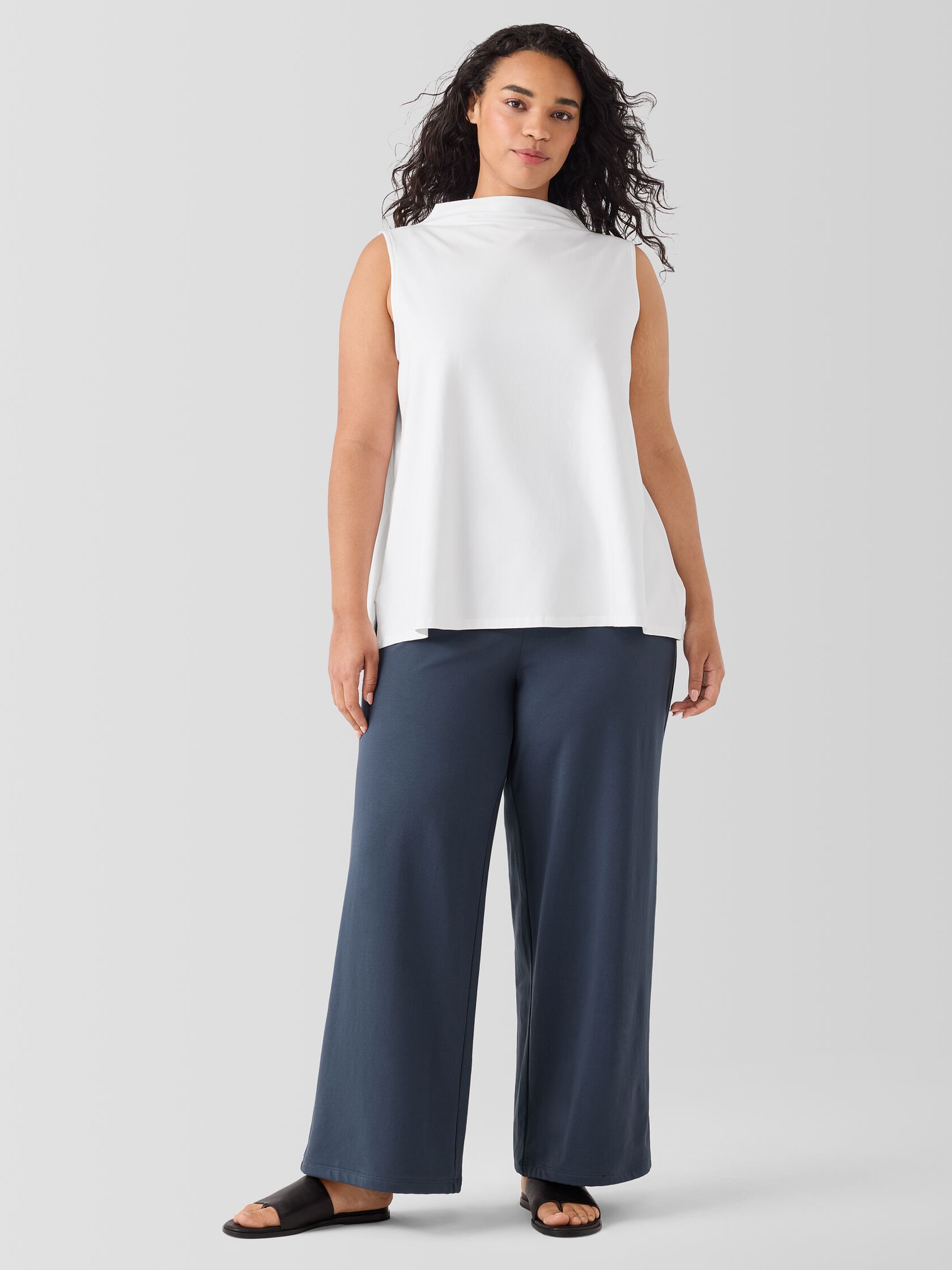 Pima Cotton Stretch Jersey Funnel Neck Tank