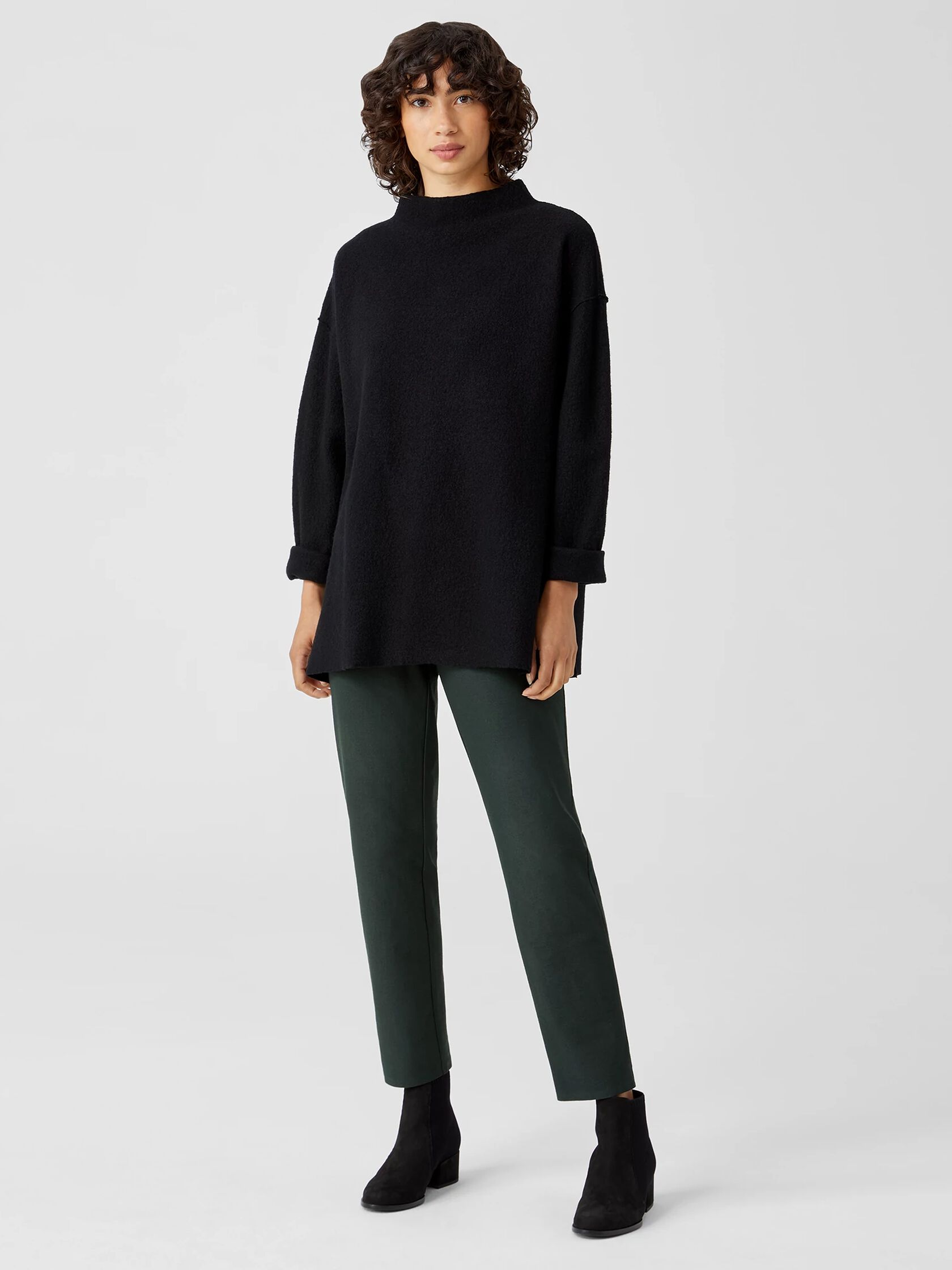 Washable Stretch Crepe High-Waisted Pant