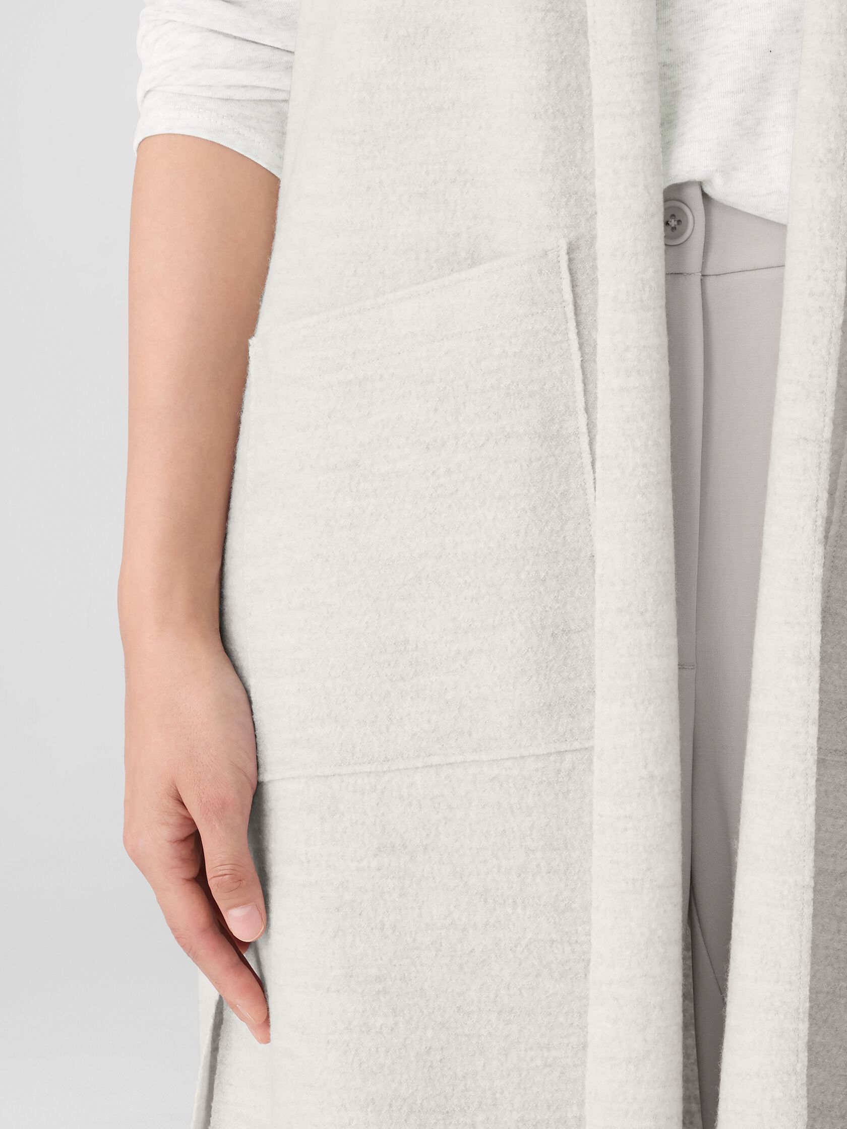 Lightweight Boiled Wool Shawl Collar Vest in Regenerative Wool