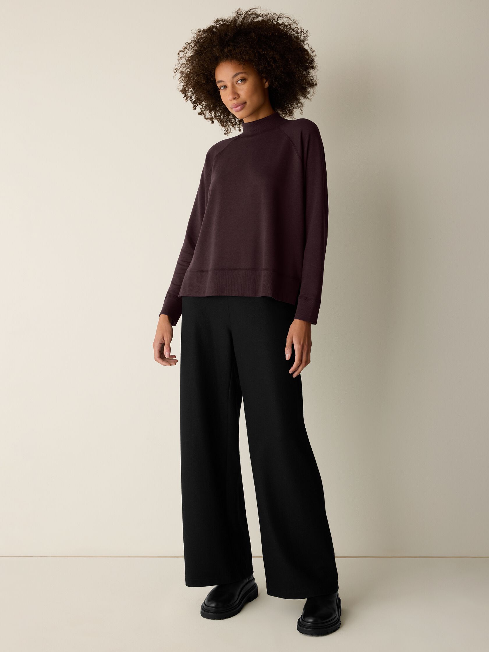 Cozy Brushed Terry Hug Mock Neck Top