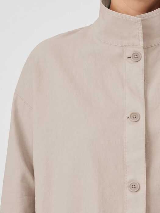 Cotton Hemp Stretch Stand Collar Jacket