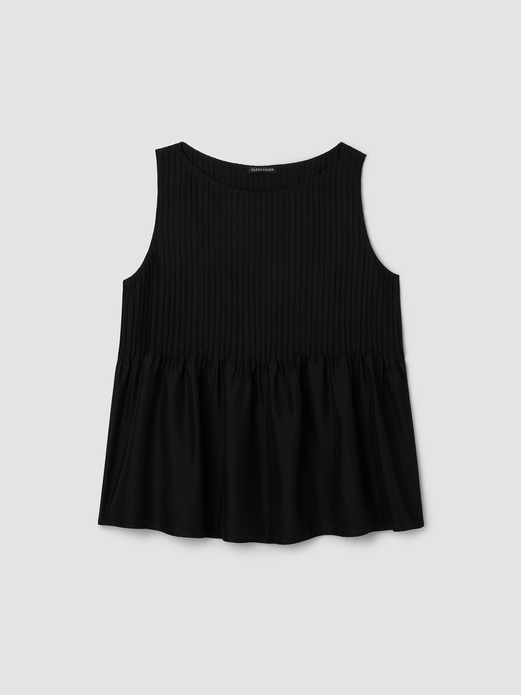 Pleated Silk Bateau Neck Tank