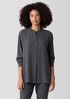 Silk Georgette Crepe Band Collar Shirt