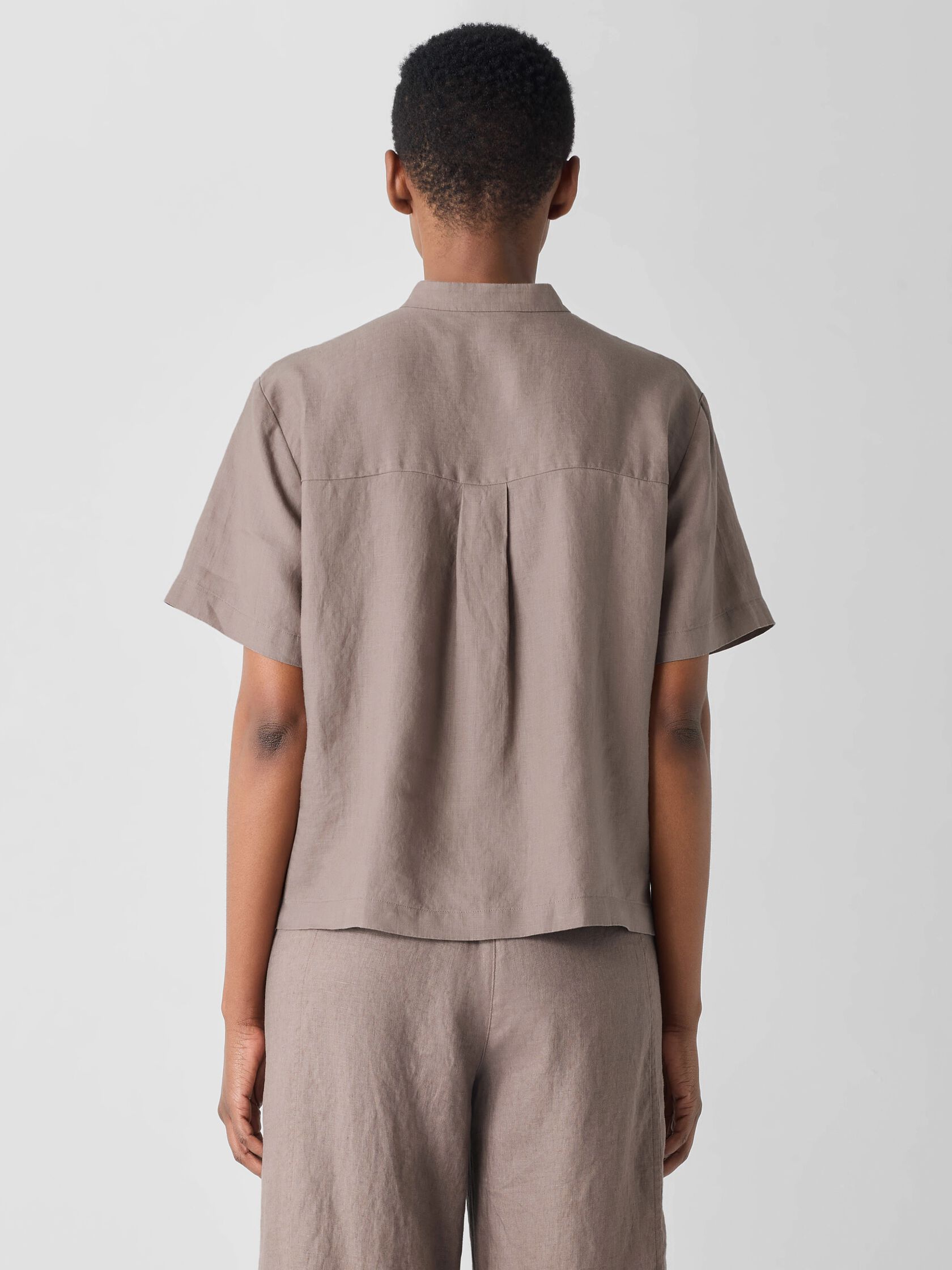 Organic Handkerchief Linen Band Collar Shirt