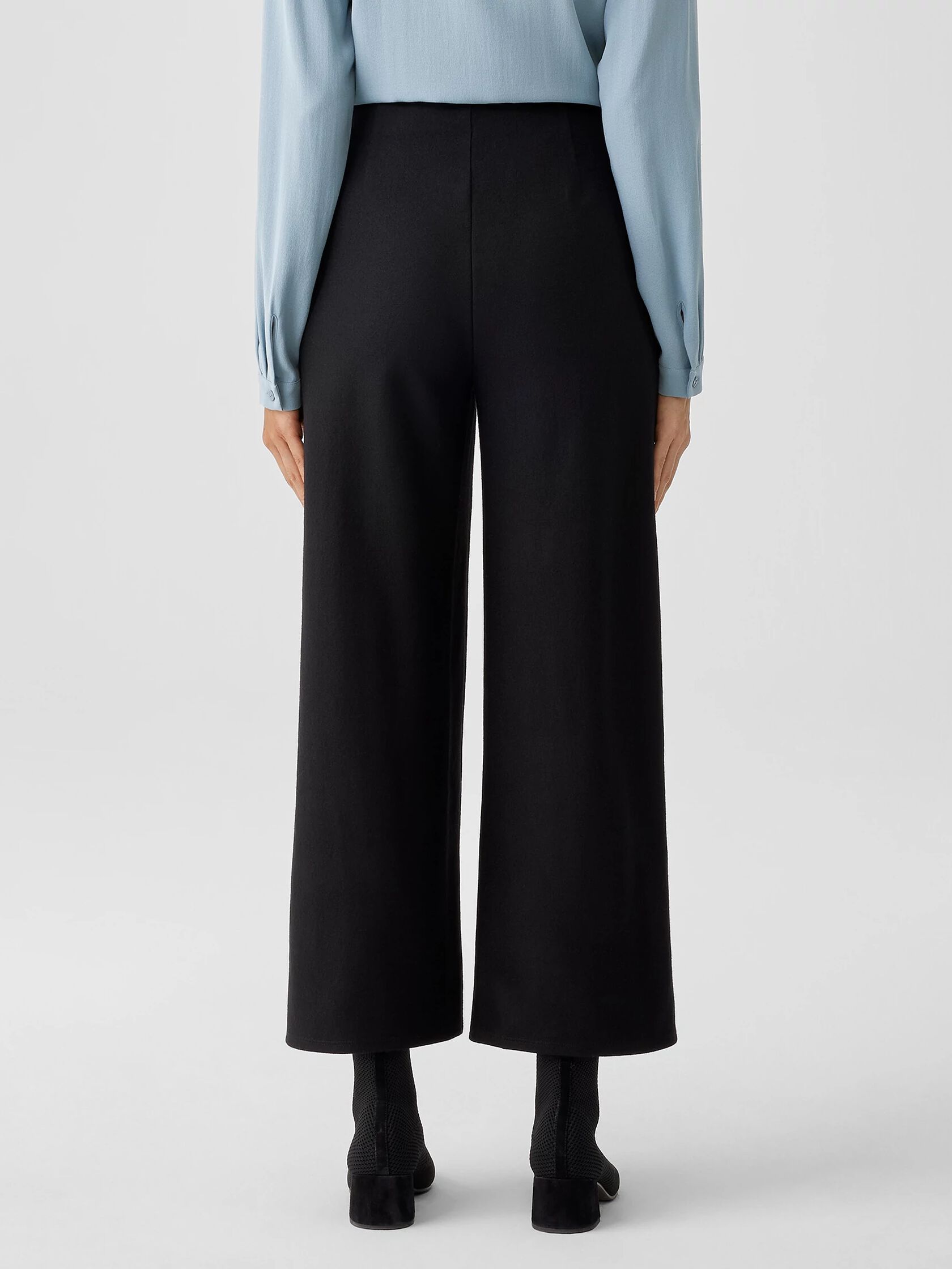 Boiled Wool Jersey Wide-Leg Pant