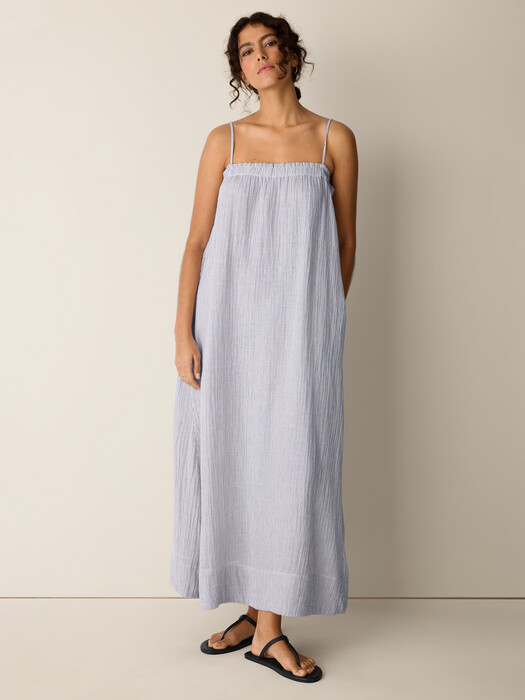 Eileen Fisher - Women's Striped Organic Cotton Gauze Cami Dress - Brown - Size: 3X regular Eileen Fisher - Women's Striped Organic Cotton Gauze Cami Dress - Brown - Size: 3X regular
