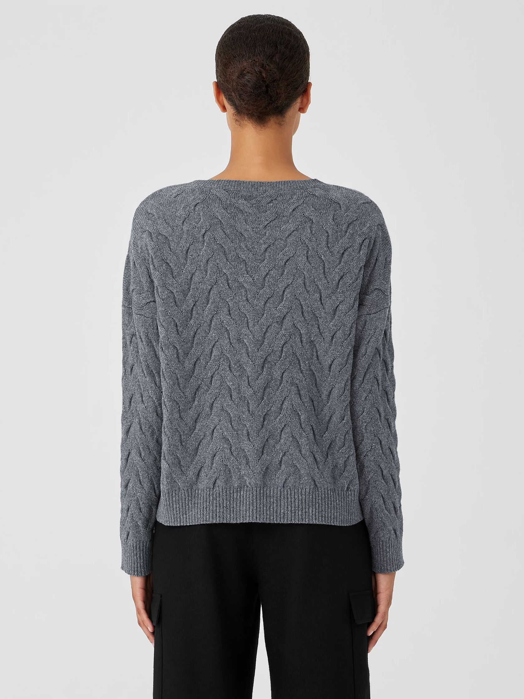 Cotton and Recycled Cashmere Crew Neck Top