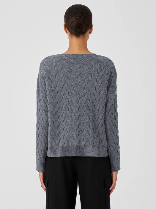Cotton and Recycled Cashmere Crew Neck Top