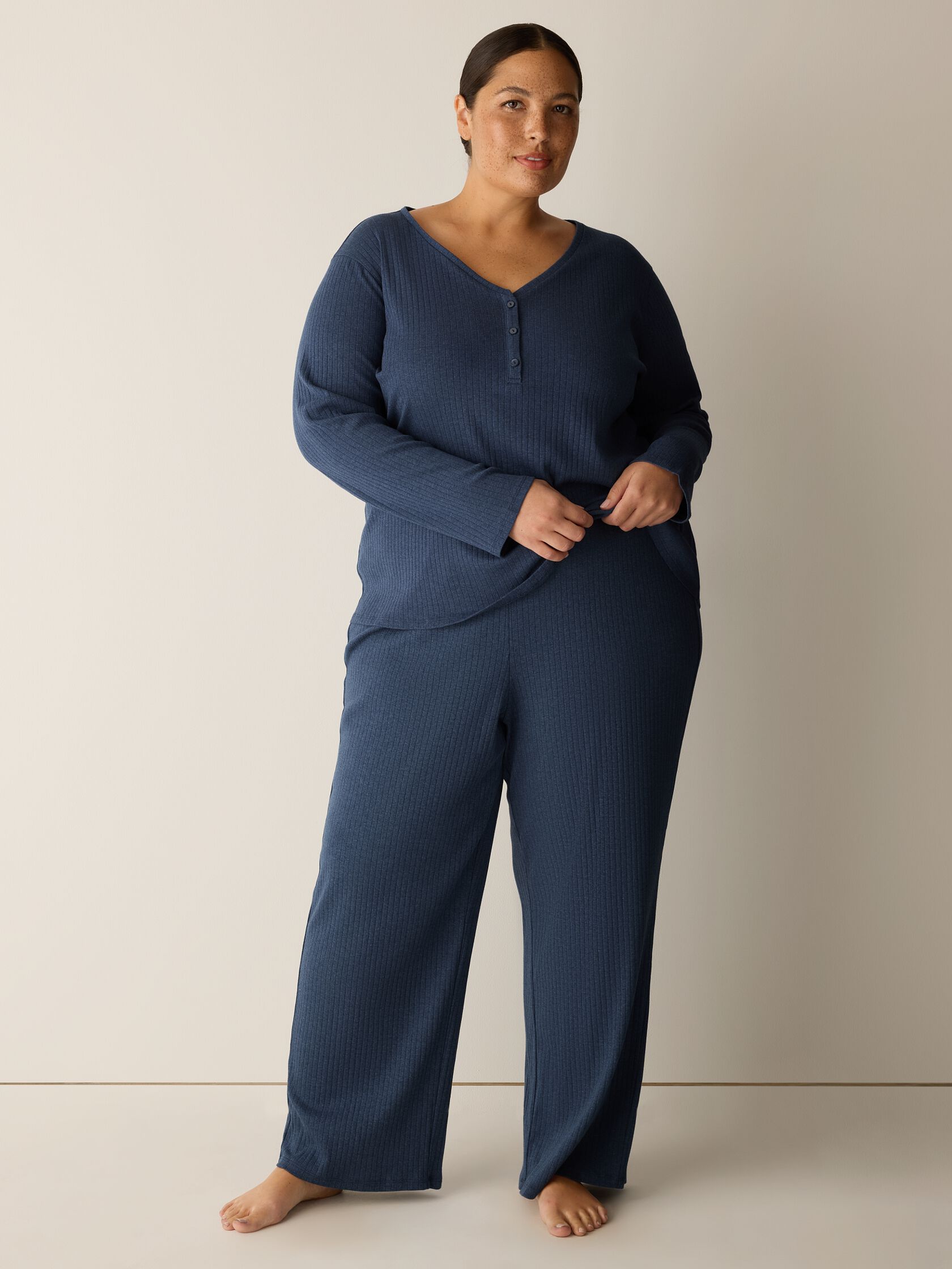 Organic Cotton Rib Straight Sleep Pant