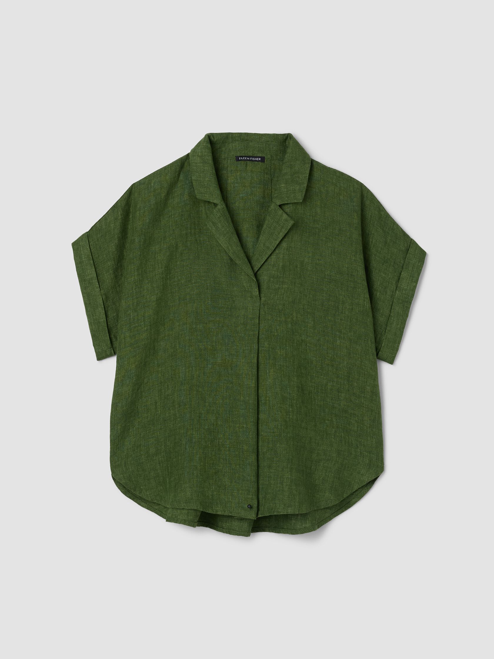 Washed Organic Linen D&eacute;lav&eacute; Notch Collar Top