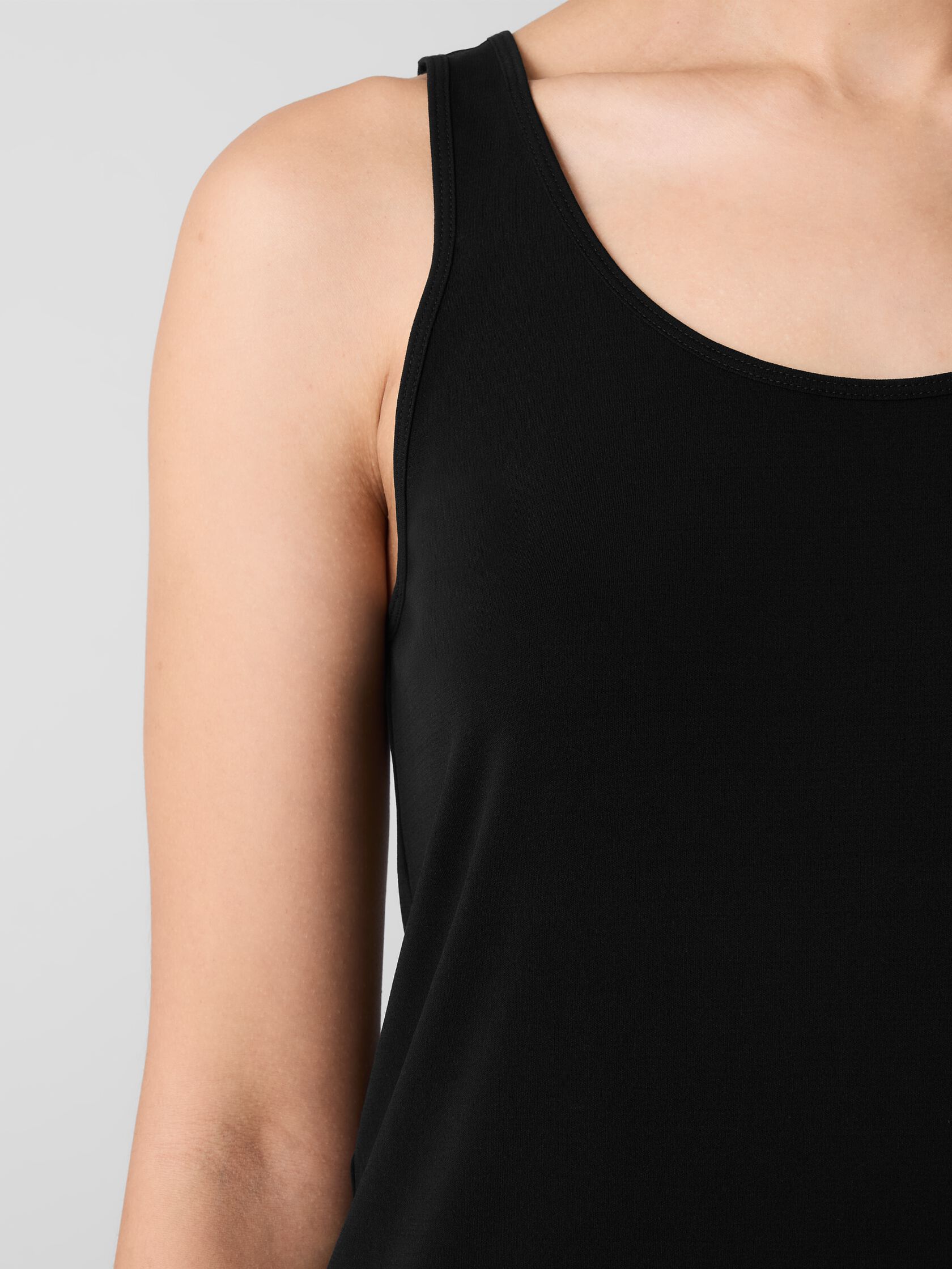 Stretch Silk Jersey Scoop Neck Tank
