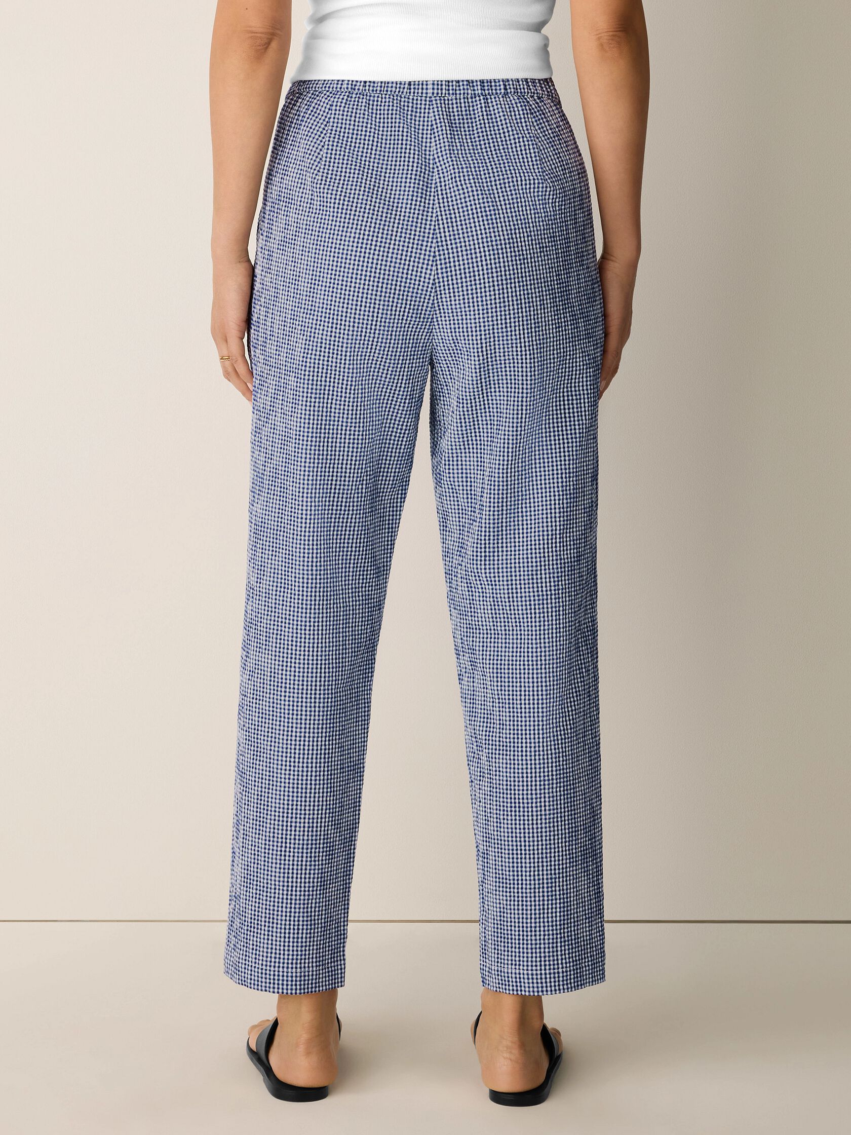 Organic Cotton Pucker Check Tapered Pant