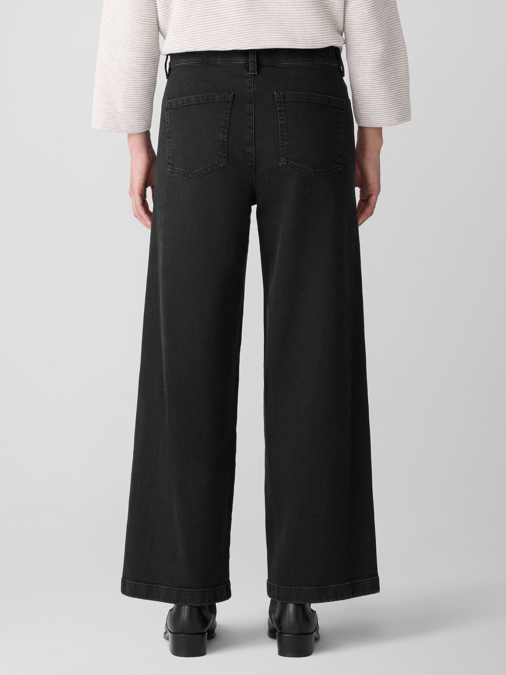 Cotton Stretch Denim Wide-Leg Jean