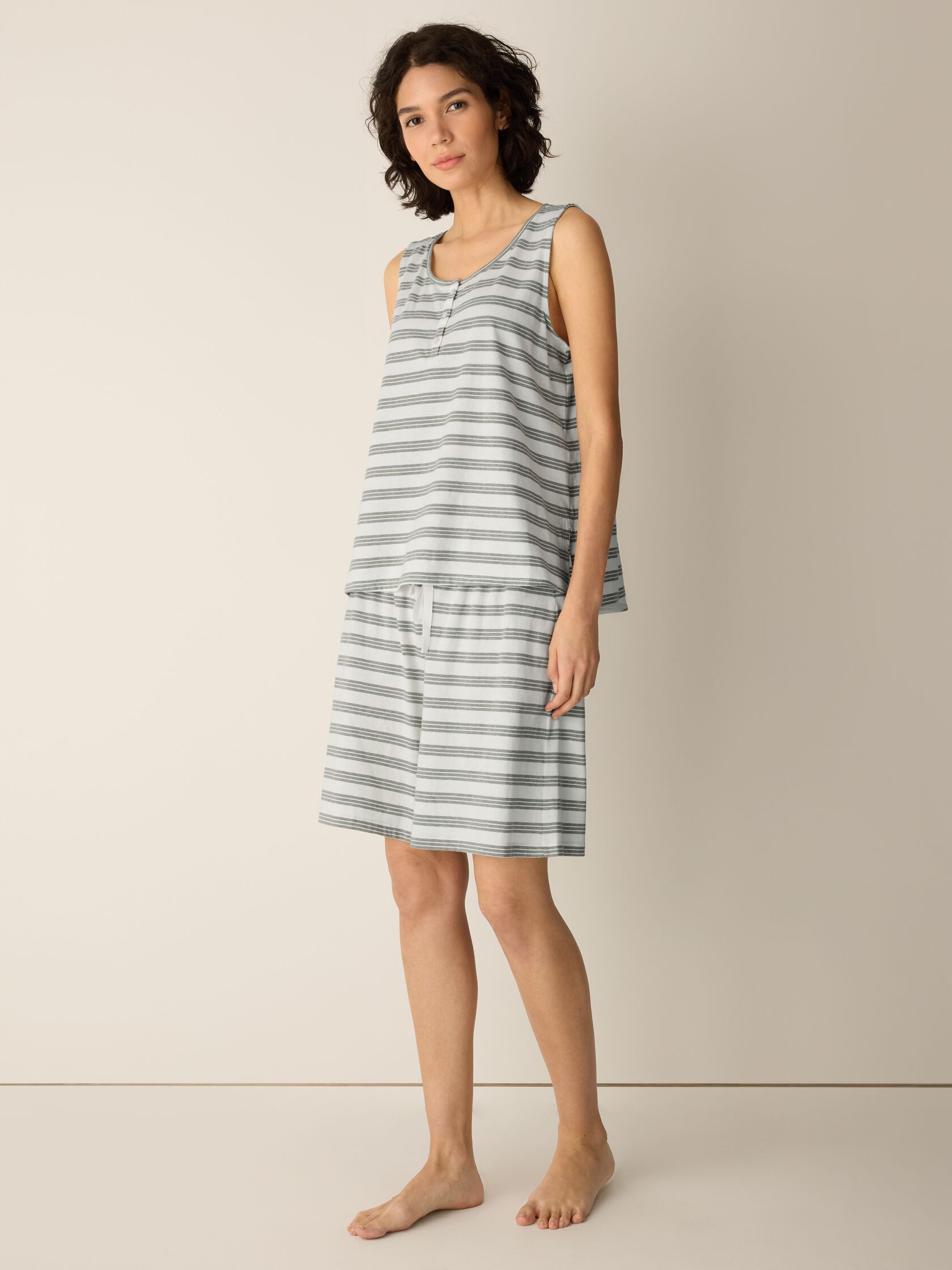 Striped Organic Cotton Jersey Sleep Set