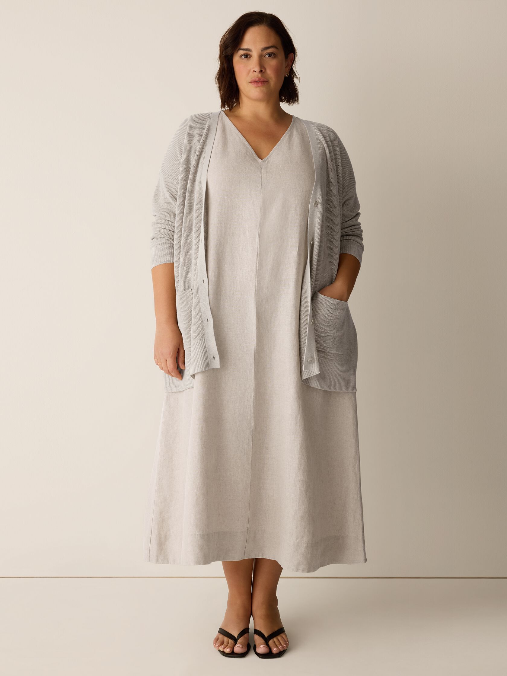 Organic Linen Cotton Slouchy Long Cardigan