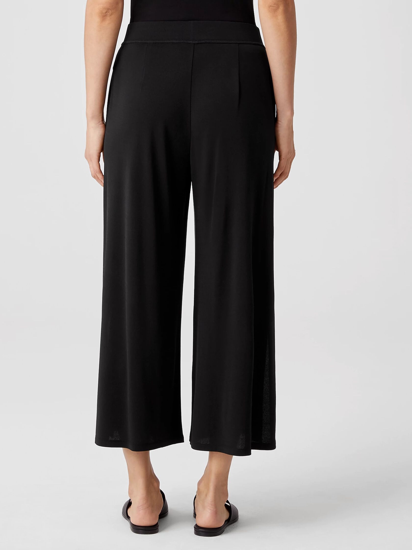 Stretch Silk Jersey Wide-Leg Pant with Slits