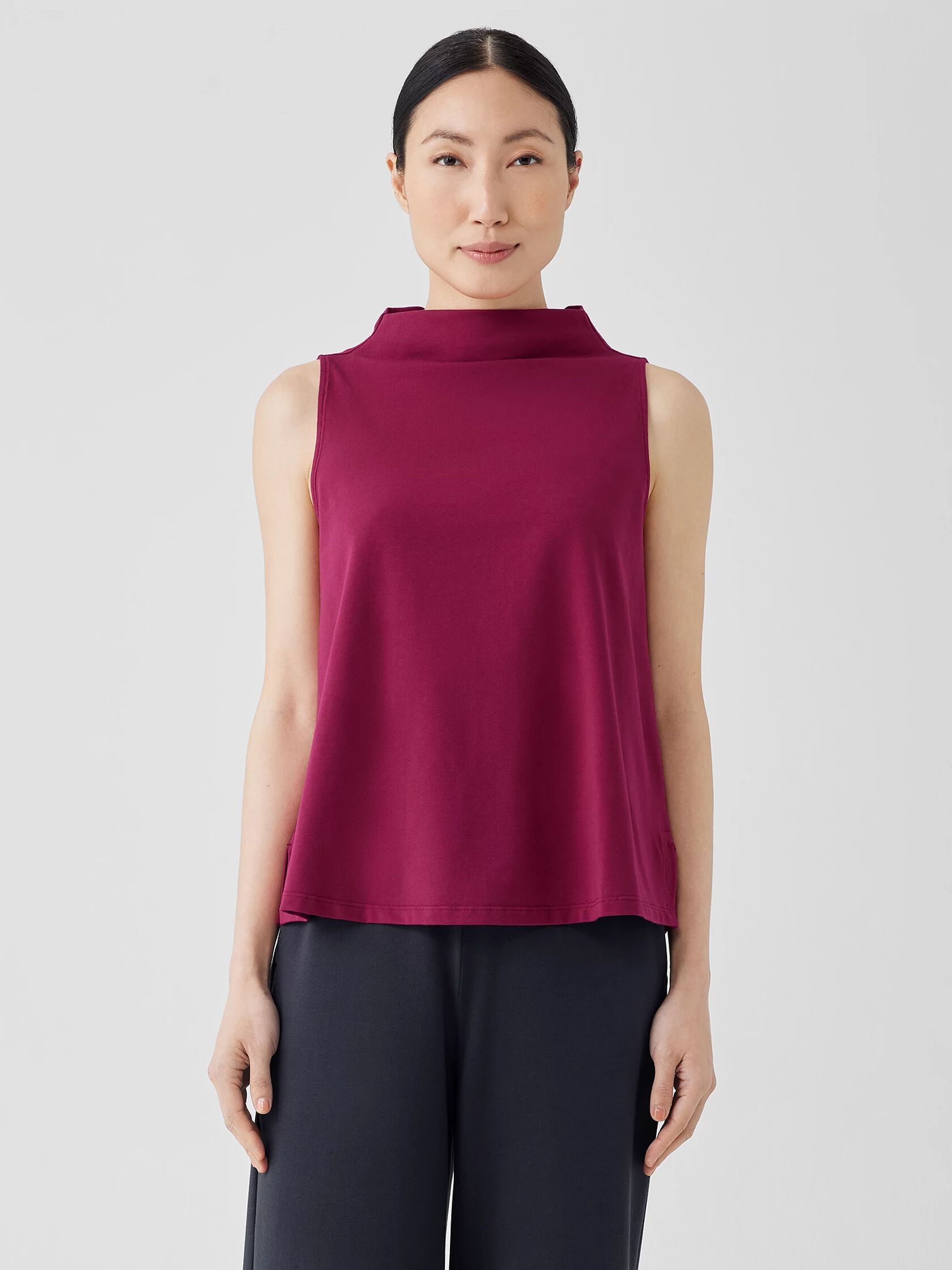 Pima Cotton Stretch Jersey Funnel Neck Tank